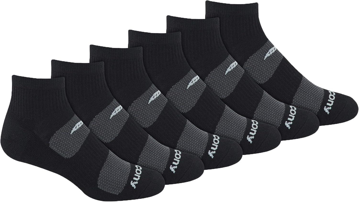 Saucony Men's Socks Showdown: No-Show Mesh, Bolt Design, Quarter Fit Tested for Training Comfort