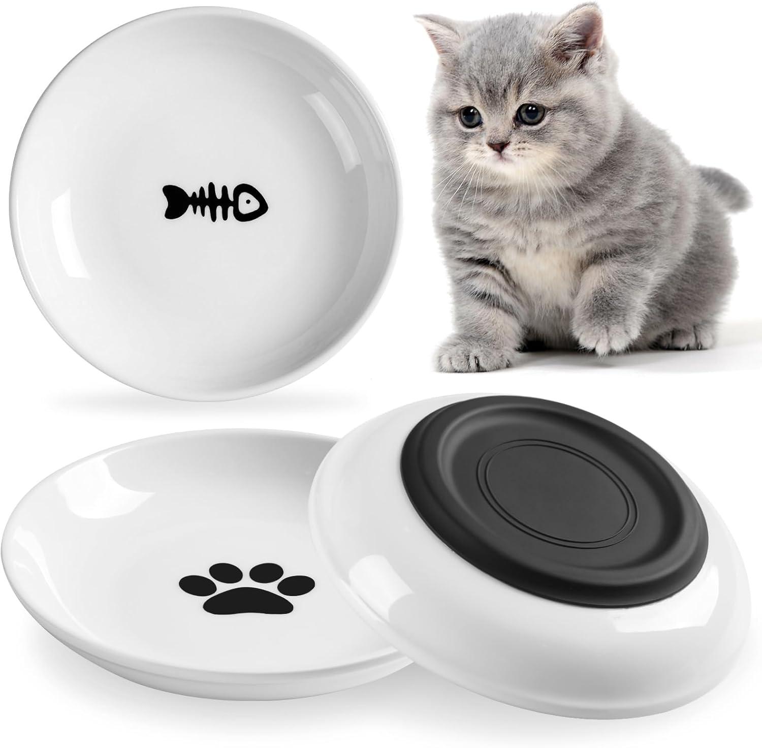 Non-Slip, Shallow, & Anti-Whisker Cat Bowls: Tested for Indoor Needs