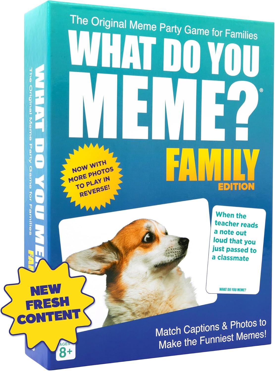 WHAT DO YOU MEME? Family Edition Tested: 300 Cards, 108 Photos, Refreshed Content - Kids Games 8+ Showdown