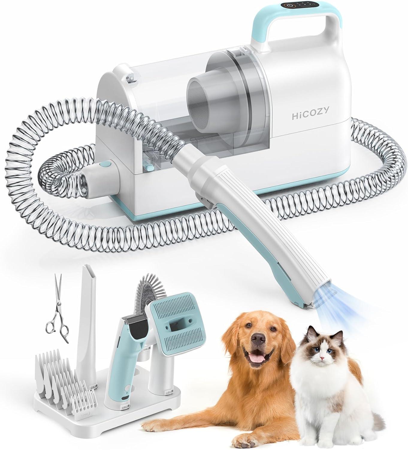 Hicozy S1+ Pet Grooming Showdown: 12000Pa Suction, 50dB Quiet, 2L Dust Cup - Blue