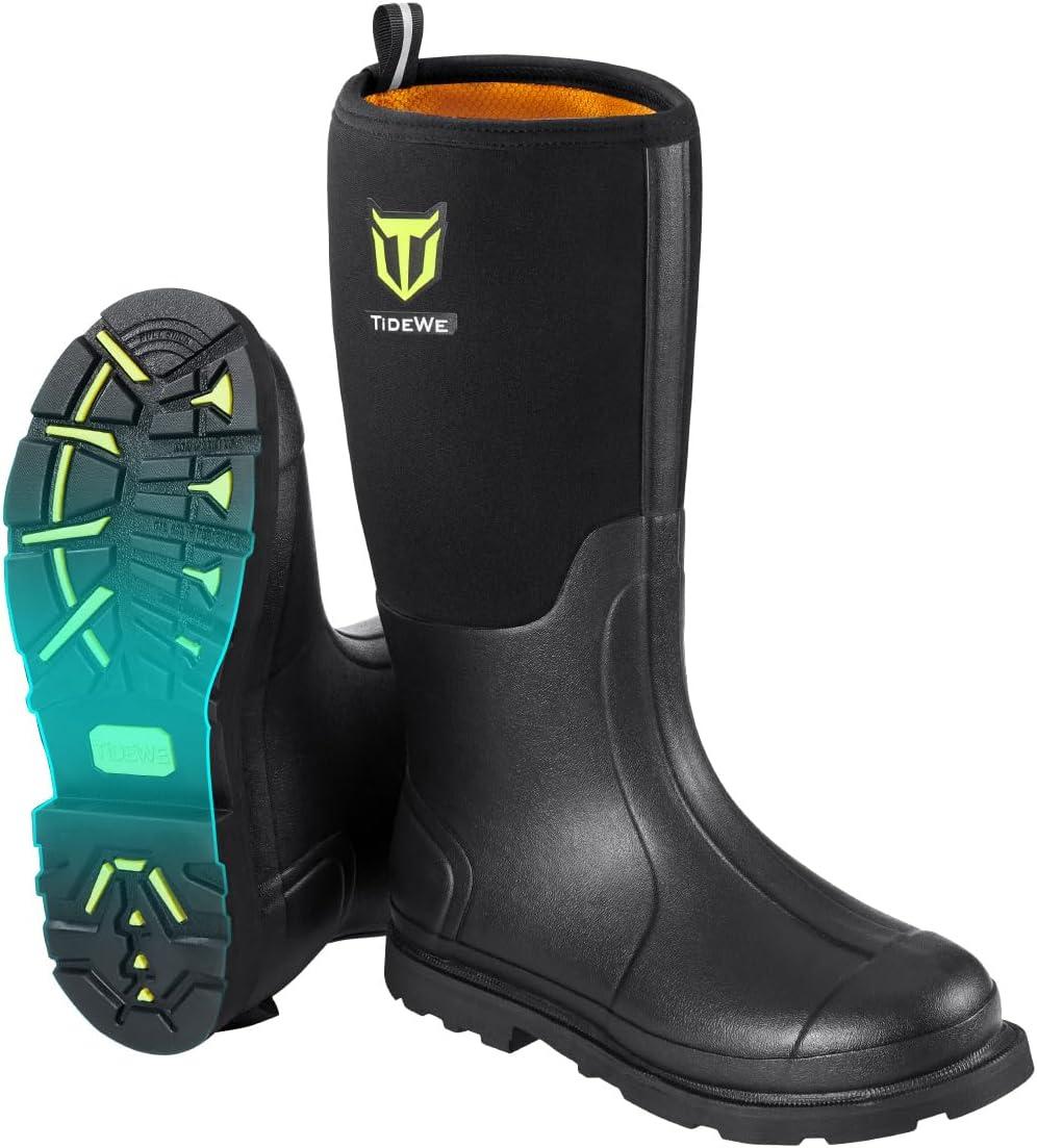 TIDEWE Work Boot Showdown: Steel Shank, Waterproof, 6mm Neoprene-Surprising Comfort for Farming & Fishing