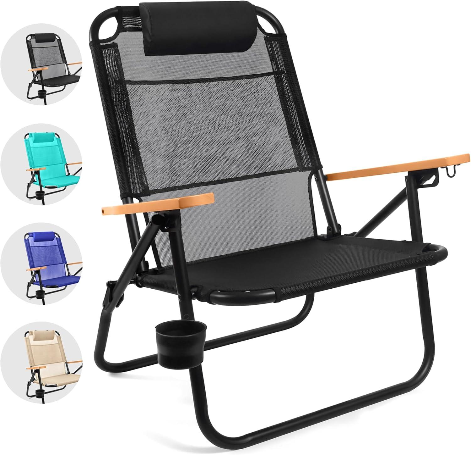 Backpack Beach Chair: 5-Position Tested Up To 250lbs Comfort