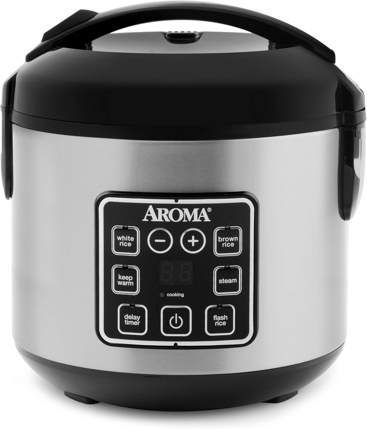 AROMA Rice Cooker Showdown: 8-Cup, 2 Qt Stainless Steel & Steamer for Efficient Meals