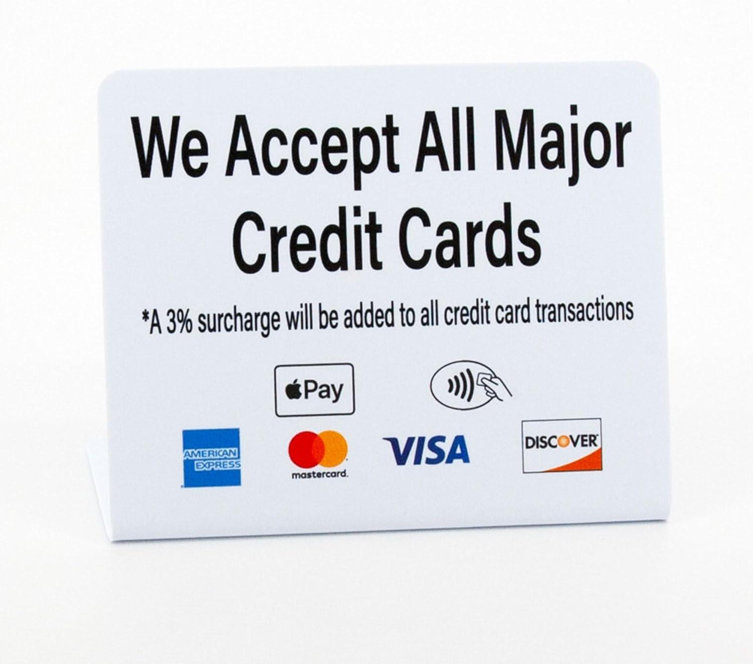 Surprising Showdown: 3% Surcharge, Apple Pay, 3pk Business Signs, Countertop POS Displays