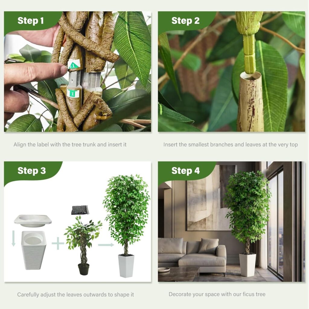 Best Home Decor – Artificial Ficus Tree 6FT Faux Plants Indoor Tall Fake