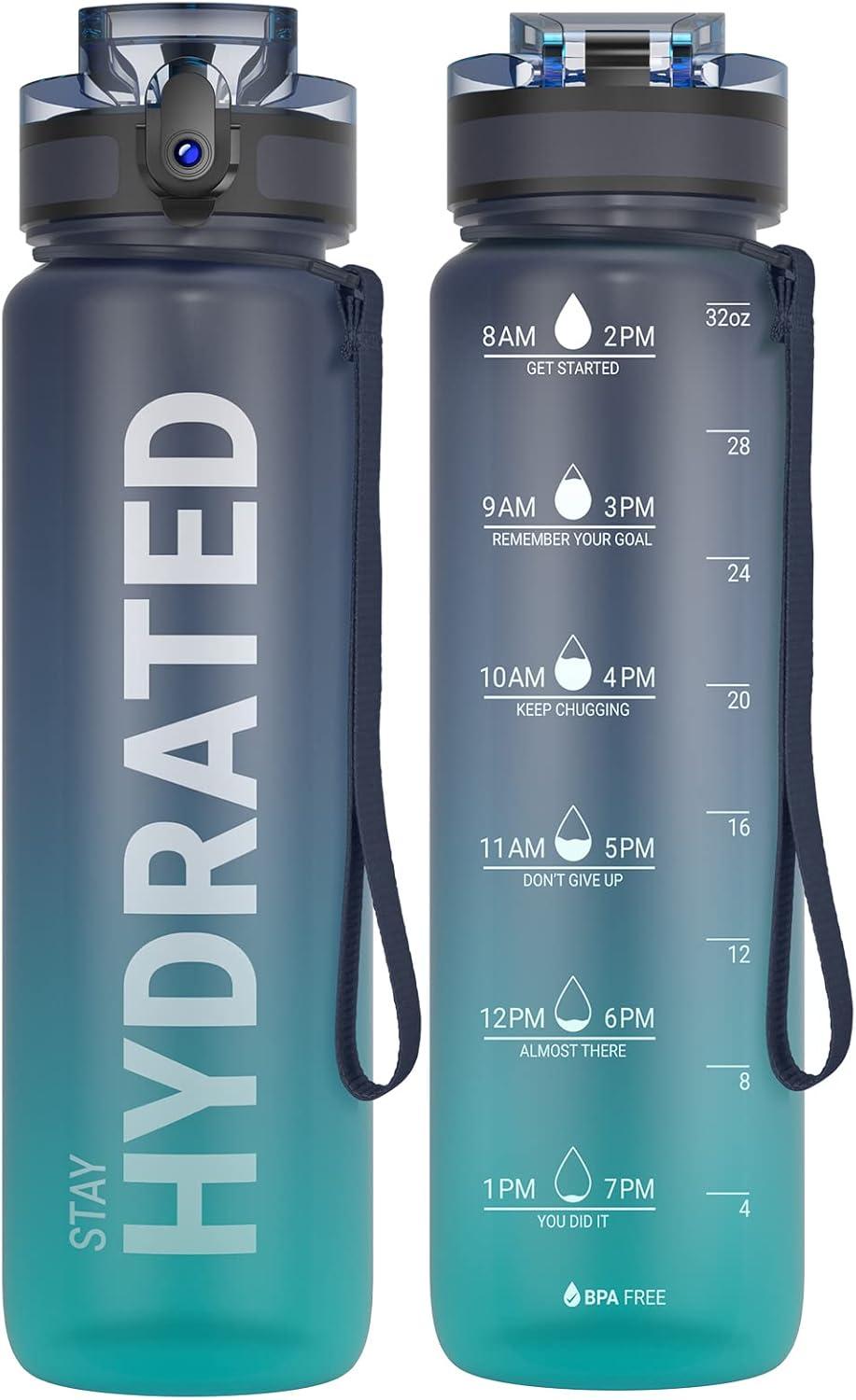 Sahara Sailor 32oz Water Bottle Showdown: Time Marker vs. Leakproof (Tritan, BPA-Free, Wide-Mouth Brush)