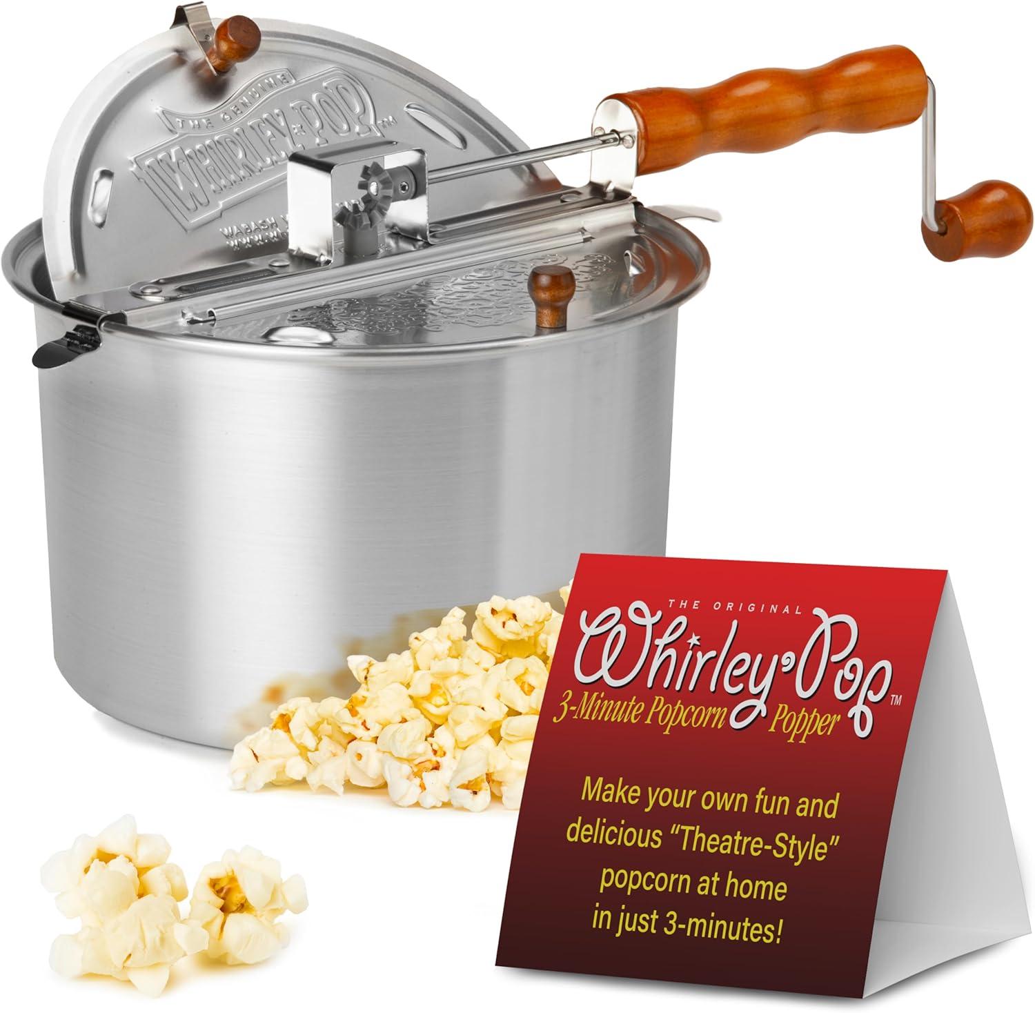 3-Minute Stove Top Popper vs Aluminum Nylon Gears Popcorn Maker-tested for Home Movie Night (Silver)
