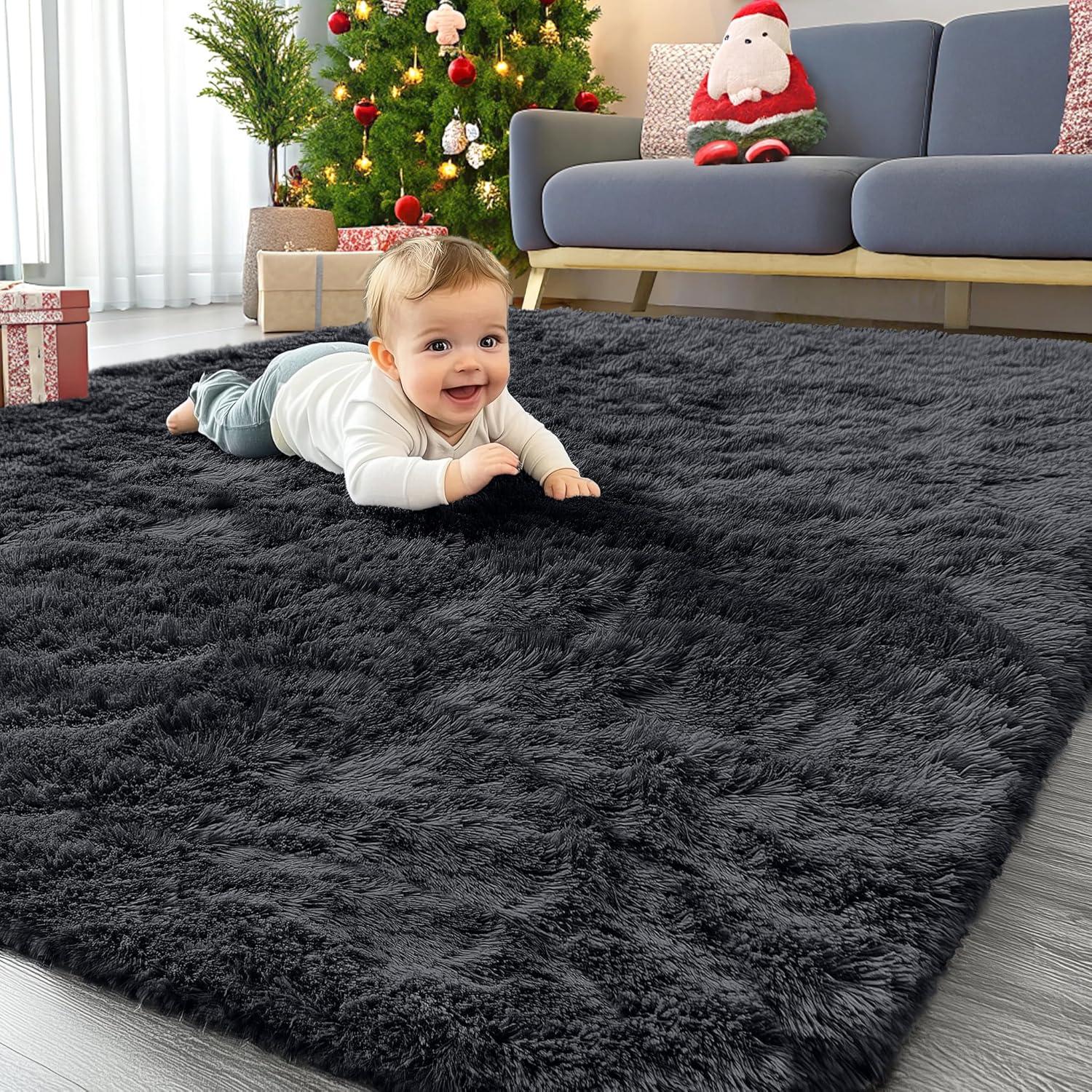 OLANLY Area Rugs Showdown: Machine-Washable, 4'x5'11", Grey for Kids…