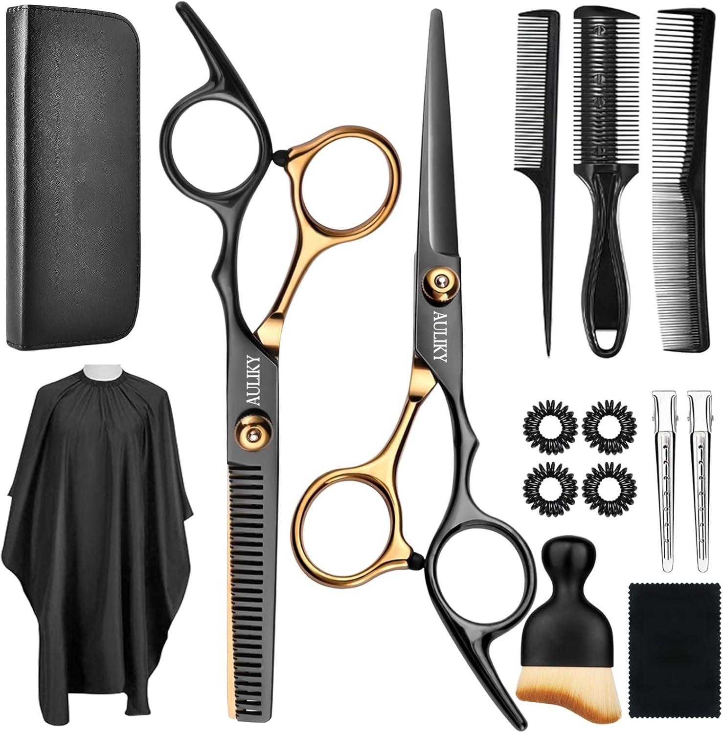 Home Grooming Showdown: Thinning Shears, 15-Piece Set, Adjustable Screw Tested