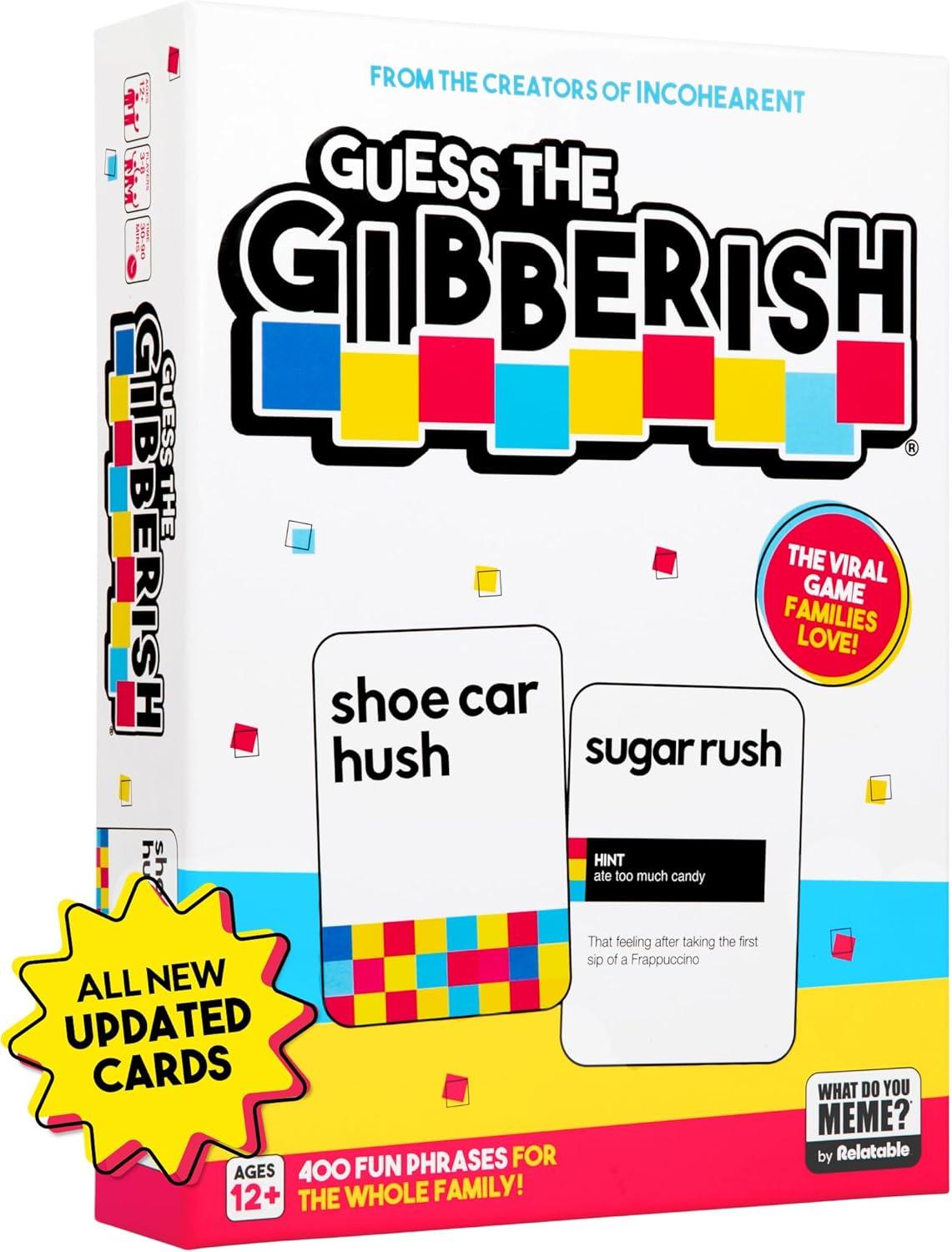 Guess The Gibberish Card Game Showdown: Family Fun, 400 Cards, Sand Timer