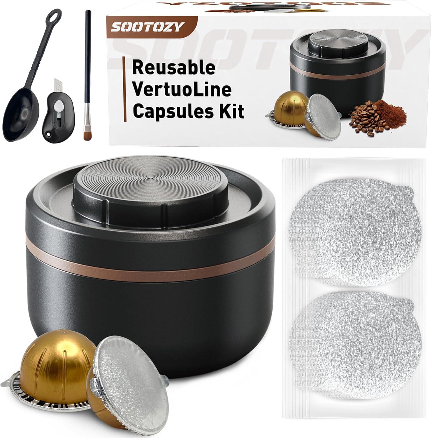 Vertuo Pods Showdown: Reusable Kit, 100PC Foil Seals, Refillable Eco-Friendly Choice