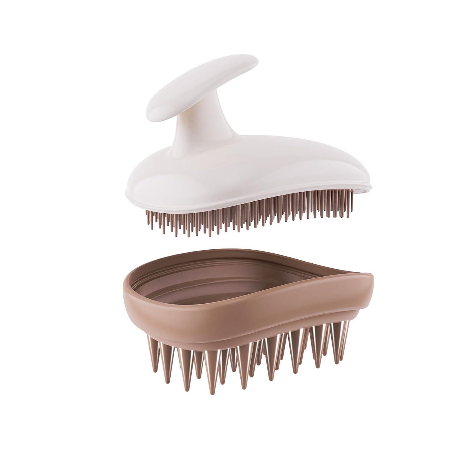Scalp Showdown: Tested Exfoliation, Detangling Tech, Dandruff & Growth Boost for All Hair (WhiteBrown)