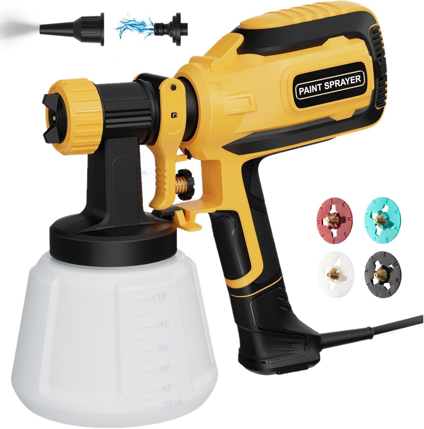 Tested for Efficiency: 700W HVLP Spray Gun with 4 Nozzles, 3 Patterns, & Easy Cleaning for DIY