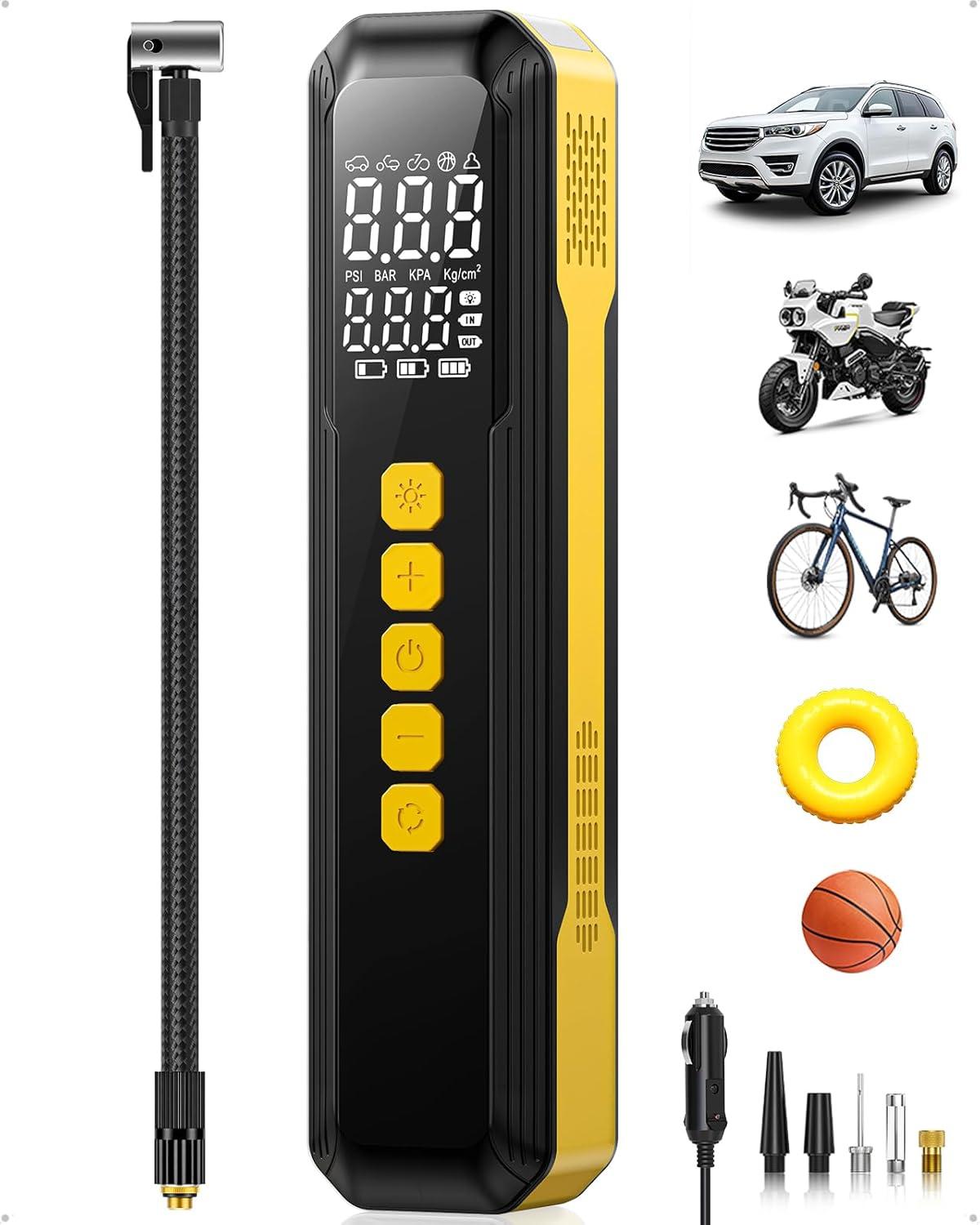 Showdown: 5X Faster Portable Air Compressor Tested for Quick Tire Fixes with LED Light & Battery Power