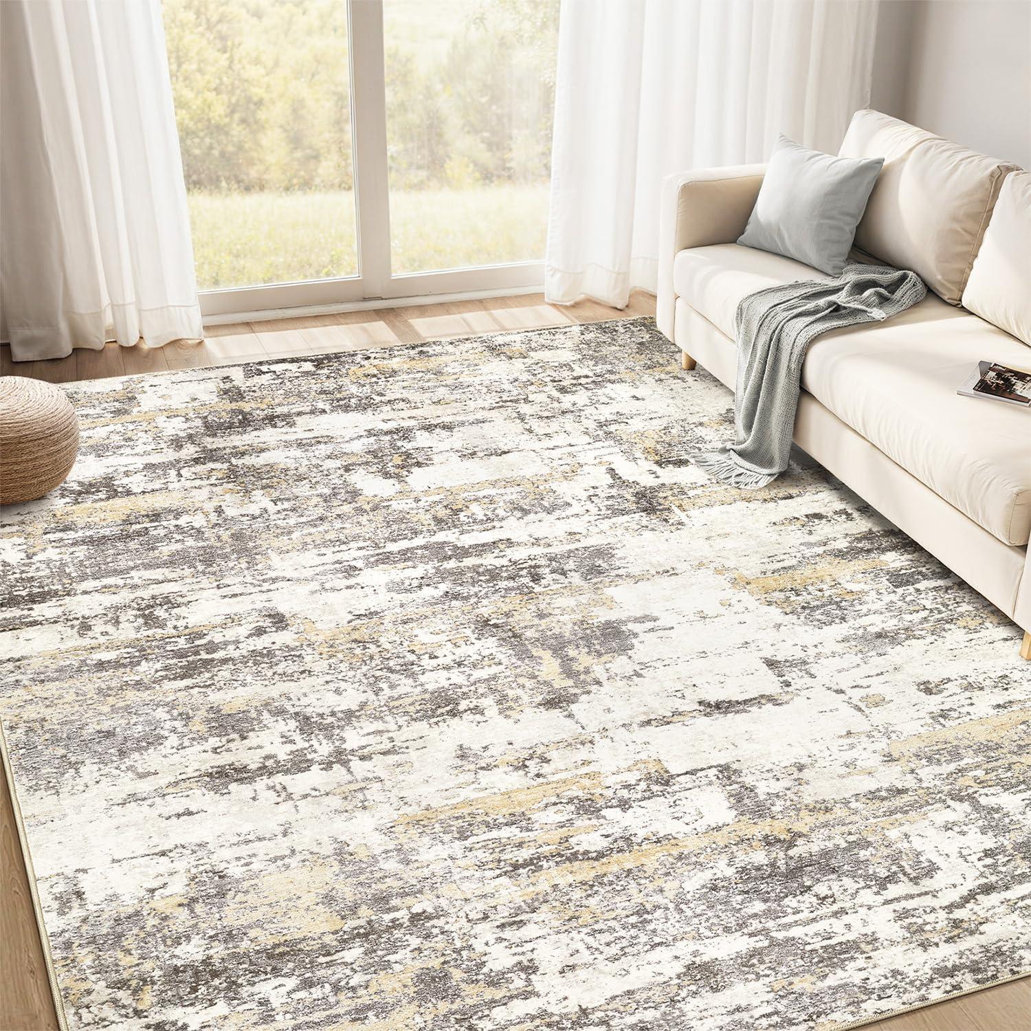 Modern Abstract 5x7 Washable Rug Tested Versus Traditional - Surprising Style Match for Living Room