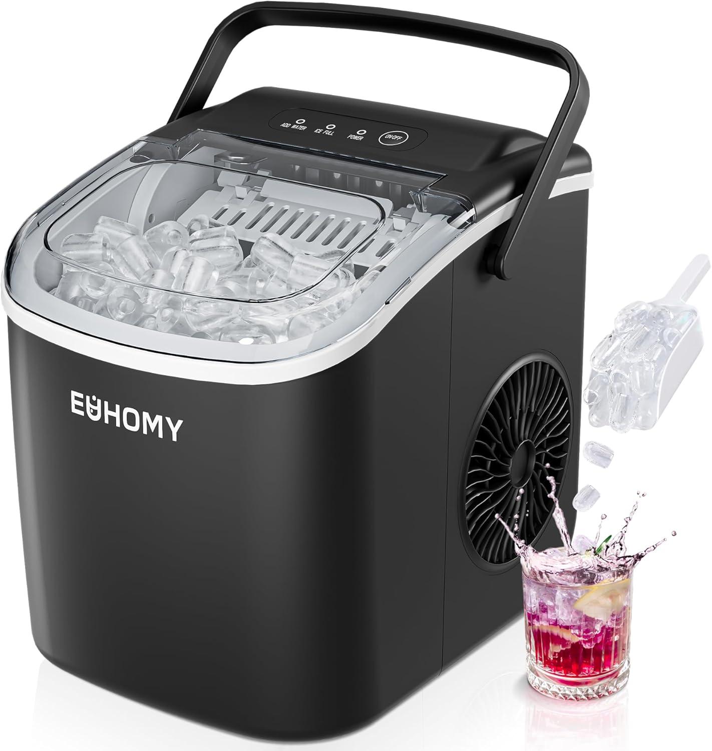 EUHOMY Ice Maker Versus Manual: Fast Cubes, Portable Design, Tested Efficiency