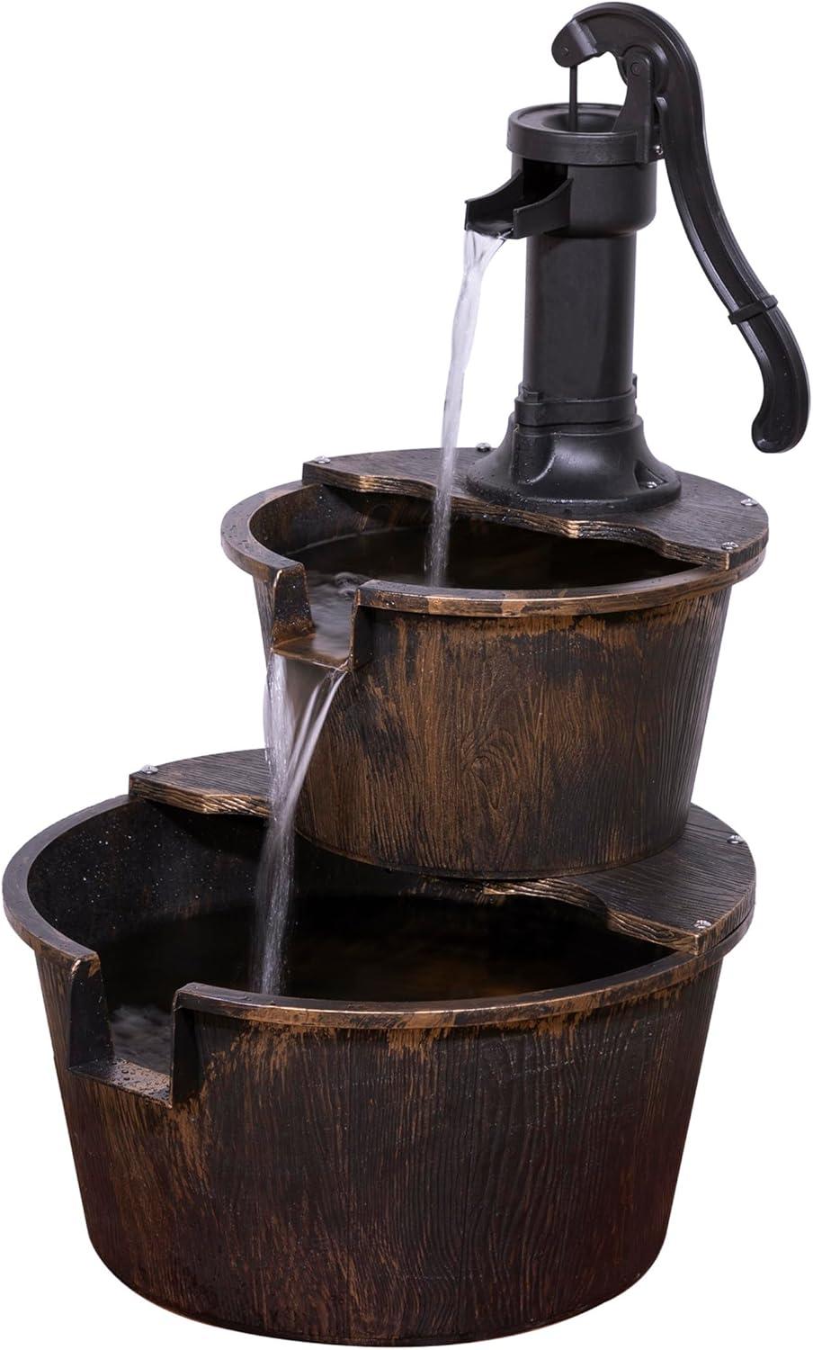Alpine Fountain Showdown: Rustic barrels vs pumps – tested to relax on patio, 27"H