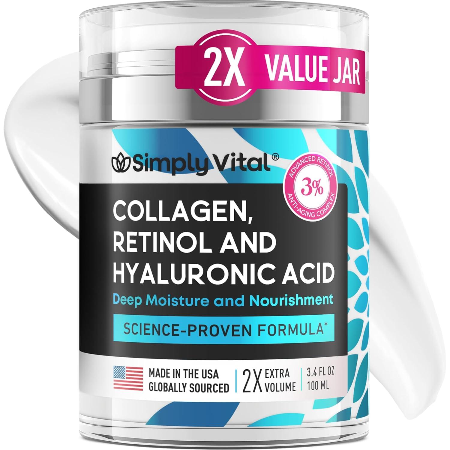 Simply Vital Collagen: Tested Versus Retinol, Hyaluronic Day Cream...

Seasonal skincare showdown with USA-made features!