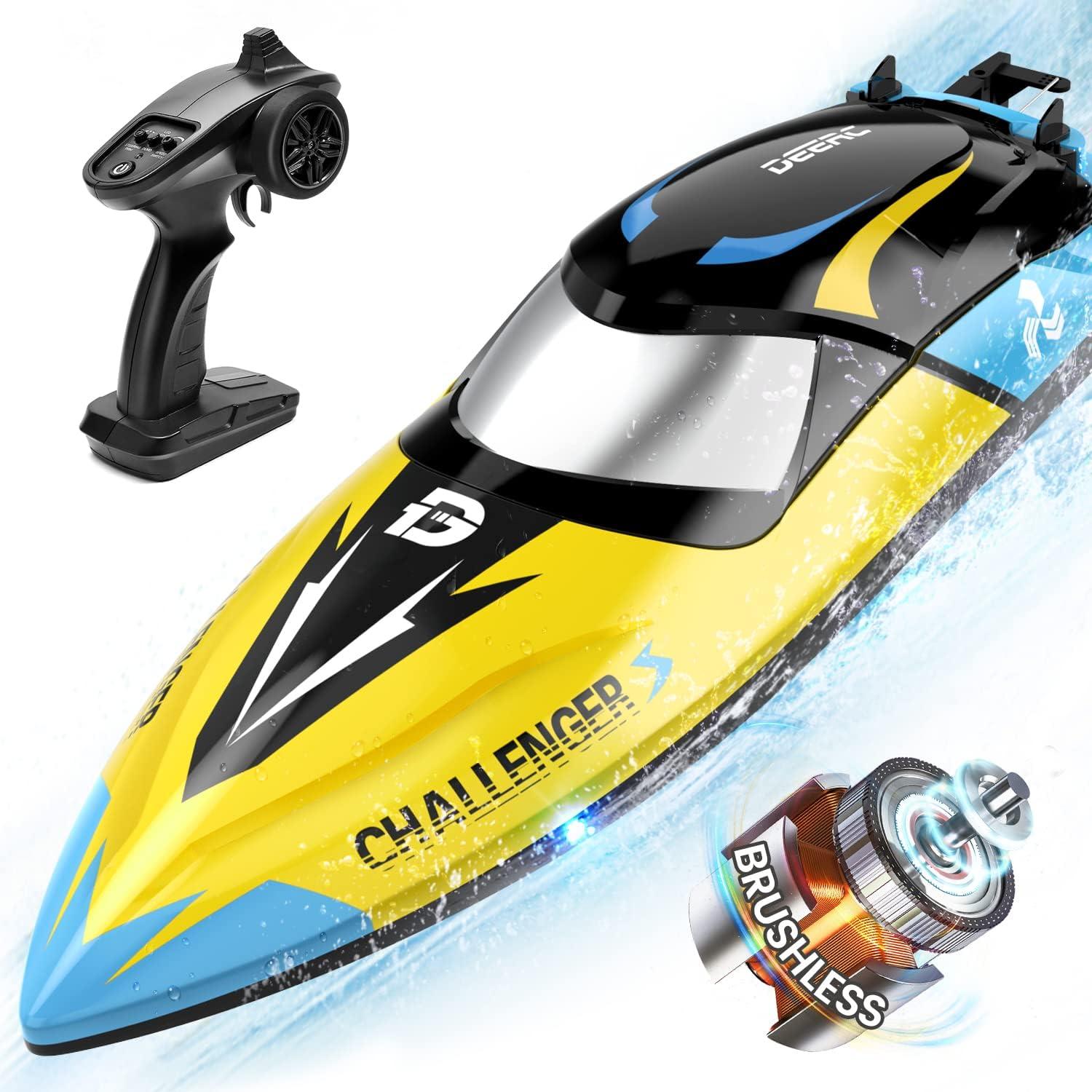 DEERC Brushless RC Boat vs. Competitors: 2.4GHz Speed, Never-Capsizing Design, LED Lights