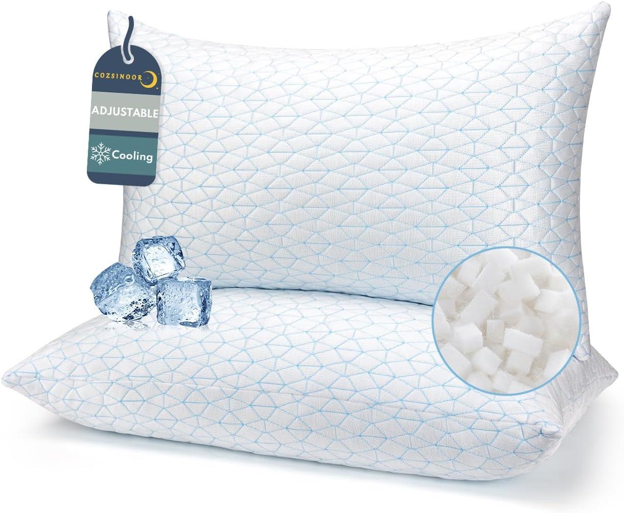 COZSINOOR Cooling Pillows Queen Size Set of 2 (Adjustable Foam) vs Gel Pillow (Washable Cover): Tested for Summer Comfort
