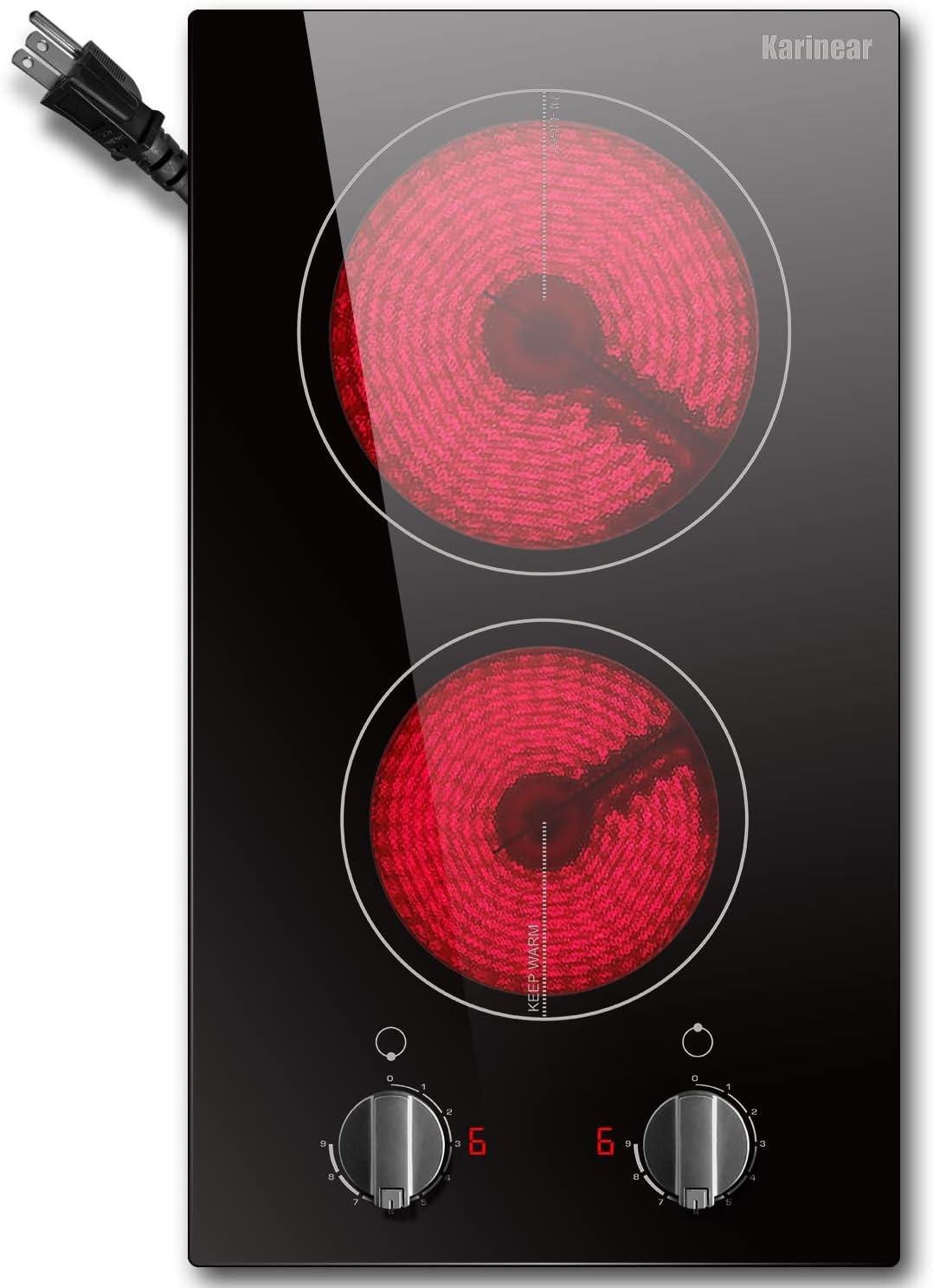 Karinear 110v Electric Cooktop Showdown: Surprising 9 Heat Levels, 12-Inch Stove & Knob Control