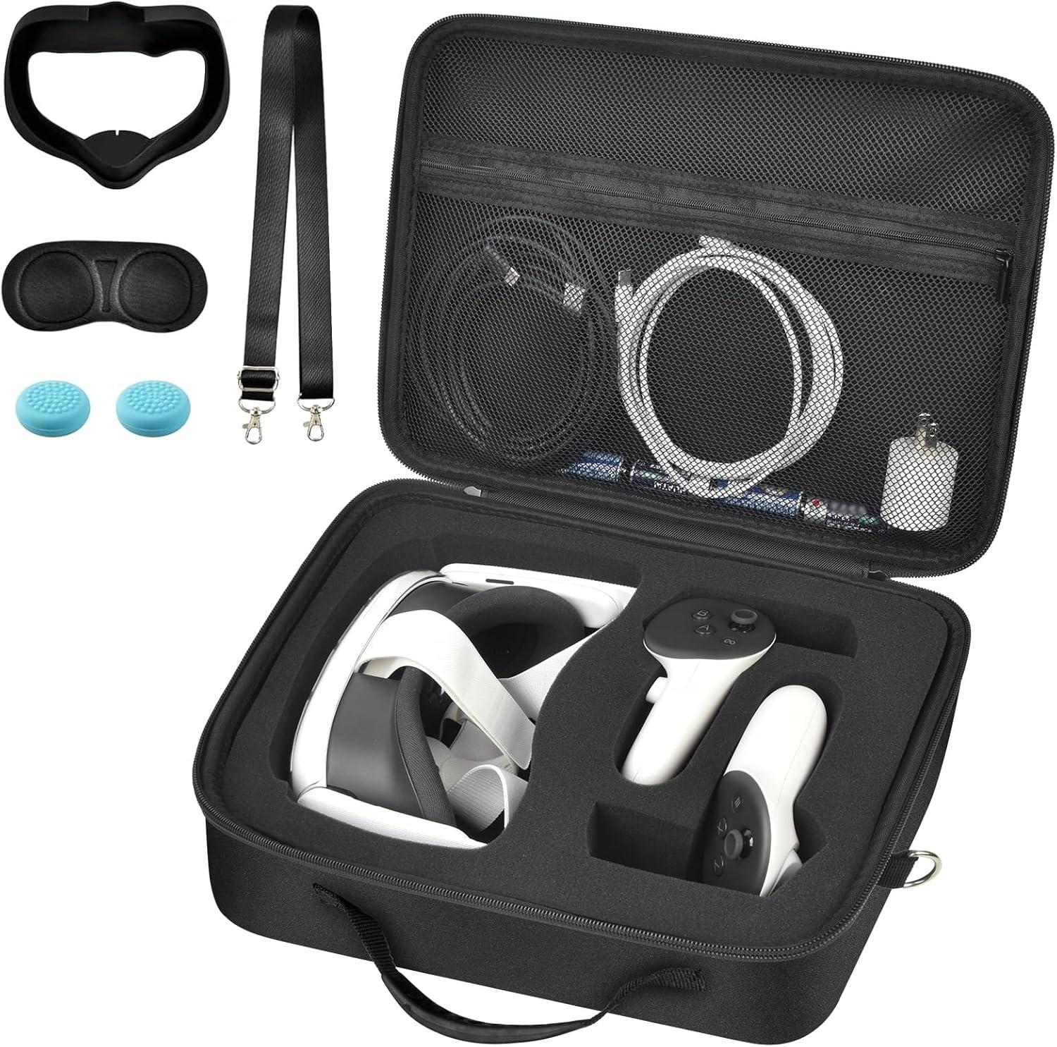 Versus: Tested VR Travel Case with Silicone Face Cover & Touch Controllers - Black