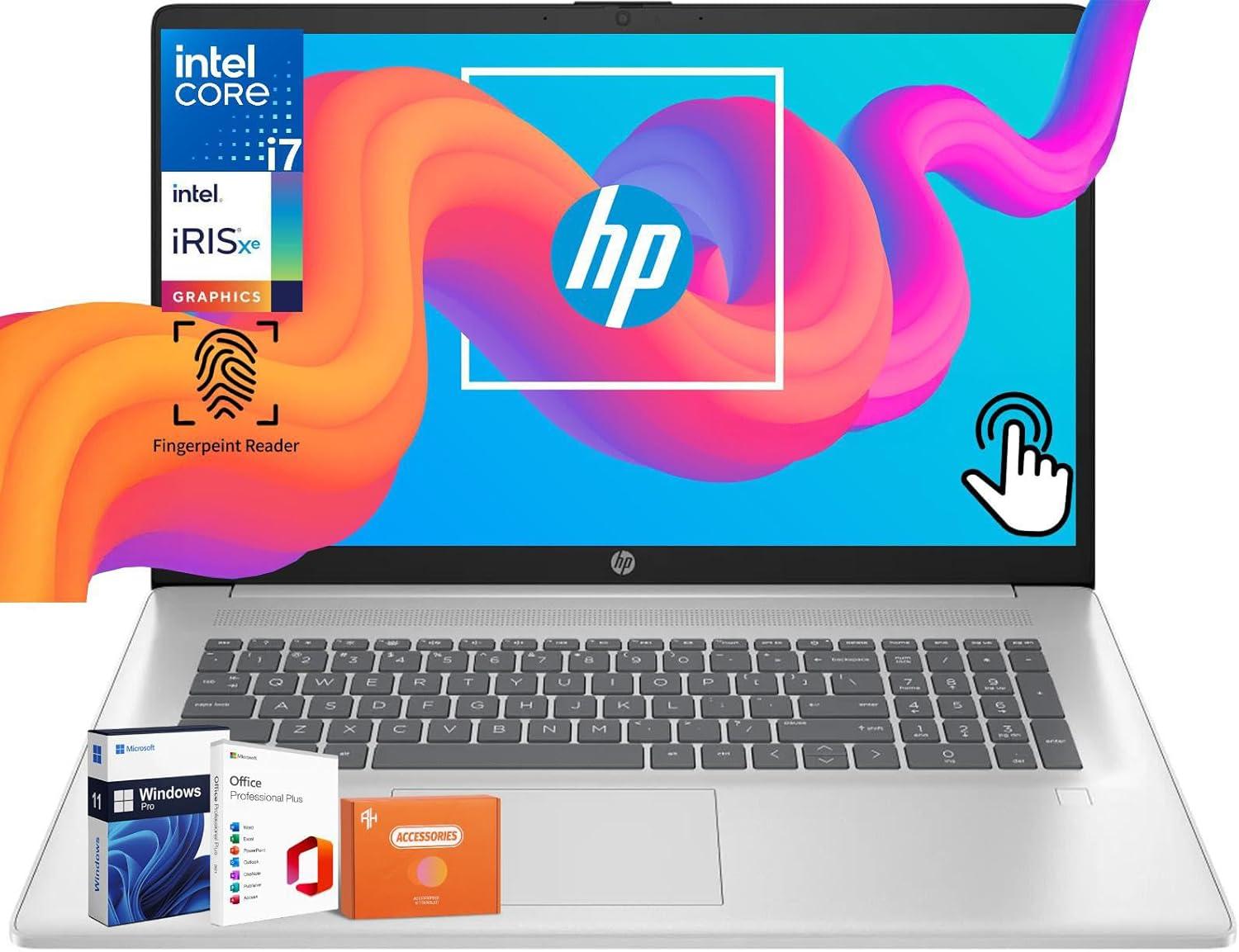 HP Business Touchscreen Laptop Showdown: 17" Display, 5 GHz Core, 64 GB RAM, 2 TB SSD, Iris Xe GPU, Fingerprint, Wi-Fi 6, MS Office, and Mouse - Surprising Office Power!
