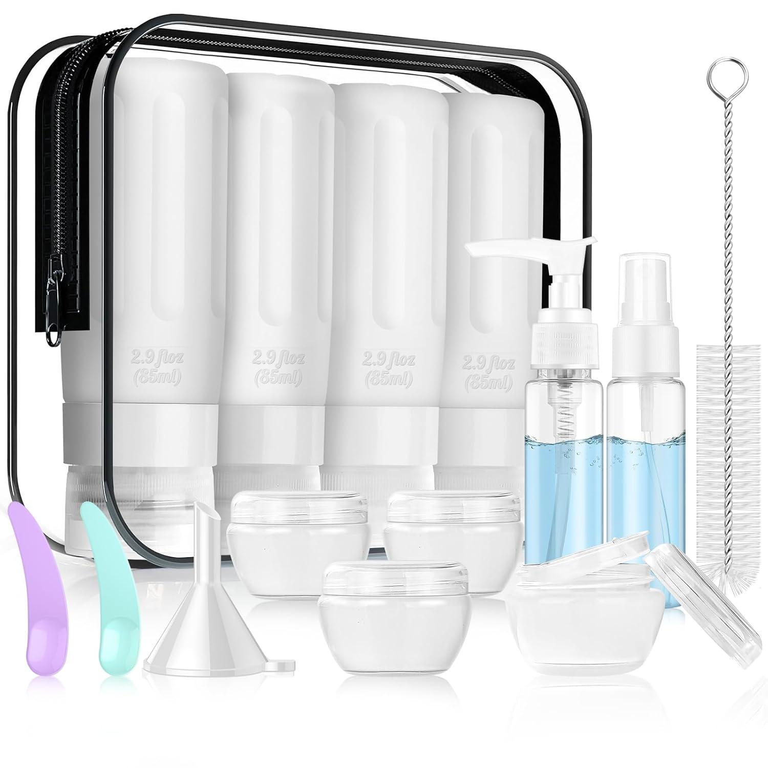 Silicone Travel Bottles Showdown: 16 Pcs, Leak-Proof, TSA Approved... Women's Convenience