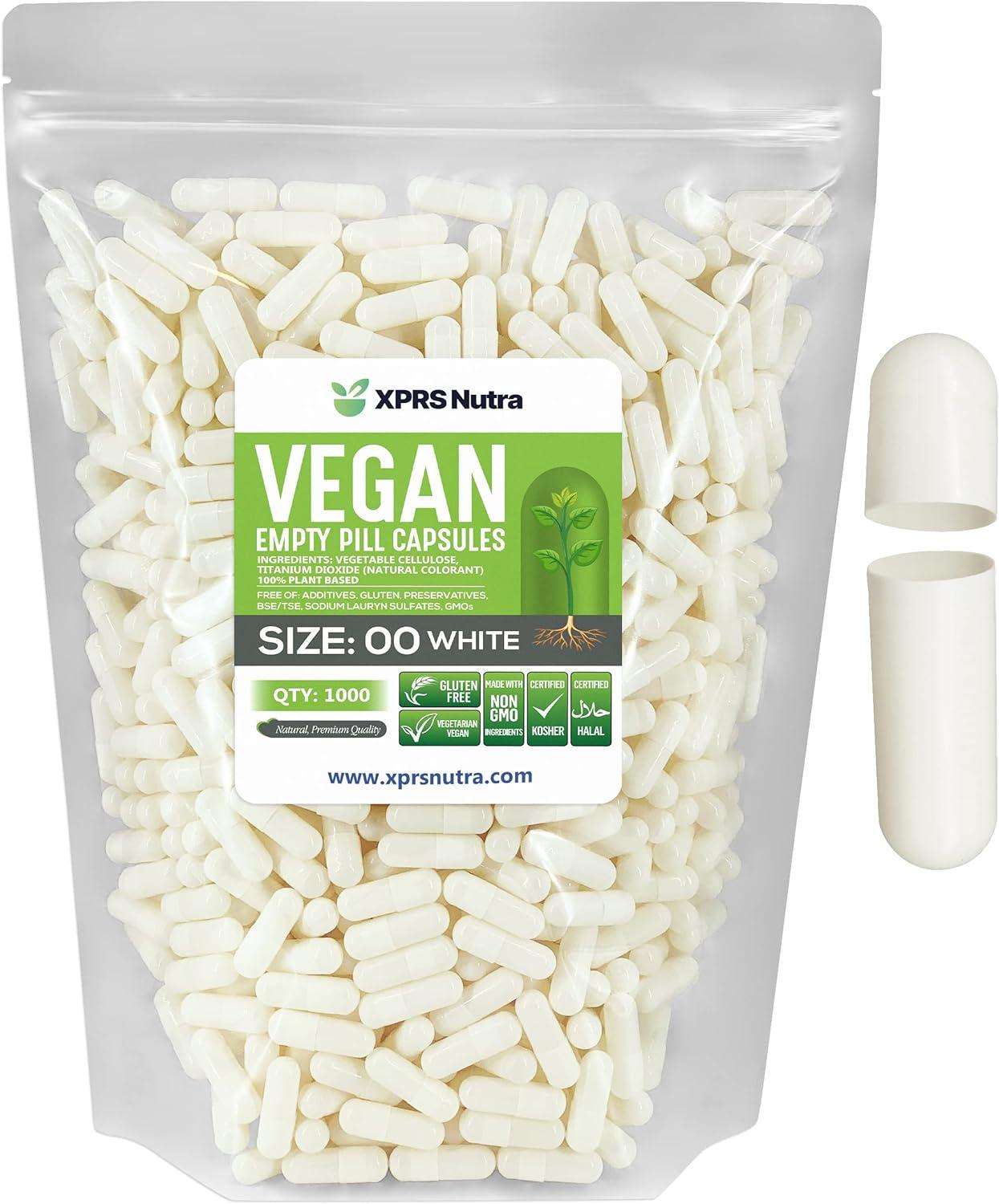 XPRS Nutra Size 00 Empty Capsules Tested: DIY Filling, 1000 Count, Vegan & Vegetarian Caps (White)