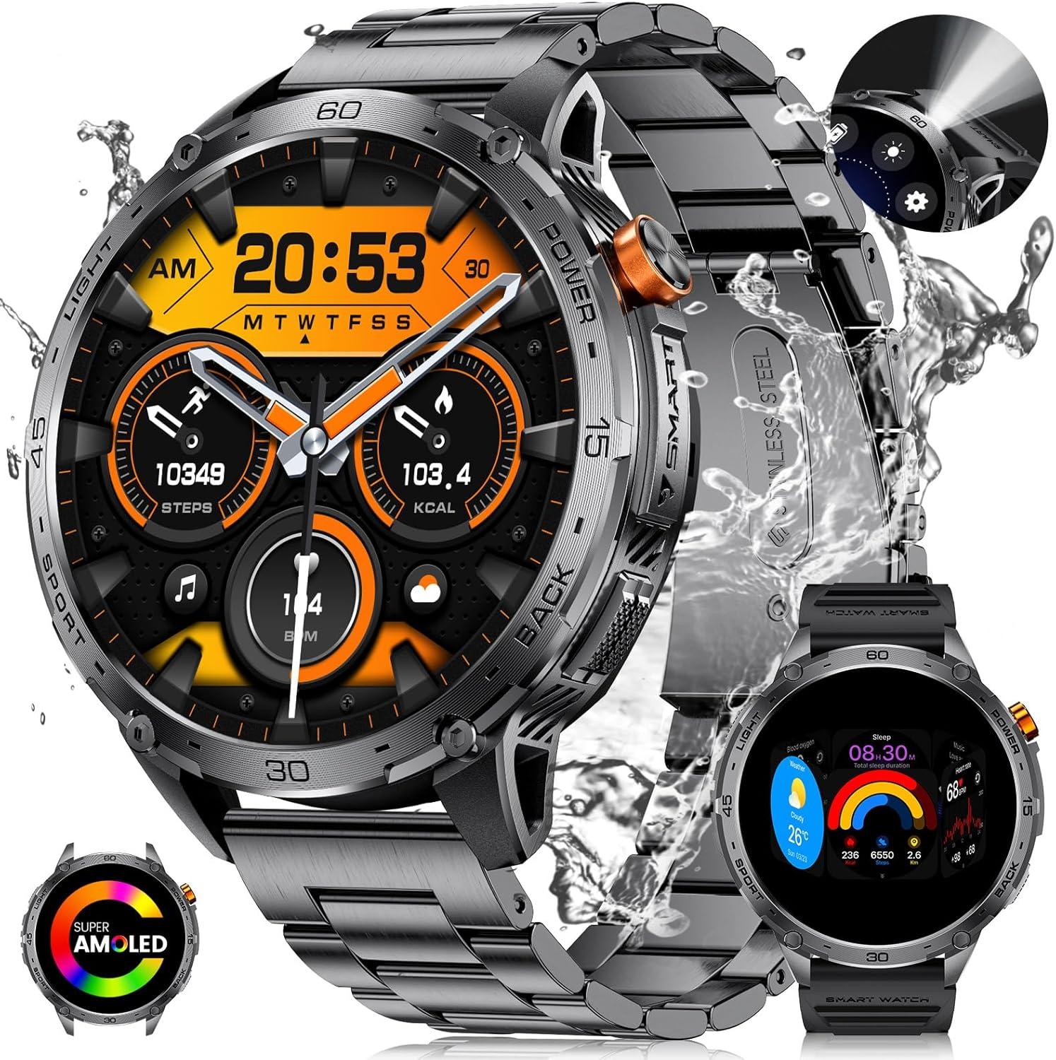 LIGE 1.75 vs. Military Smartwatch: LED Flashlights, IP68 Waterproof - Surprising Outdoor Pick?