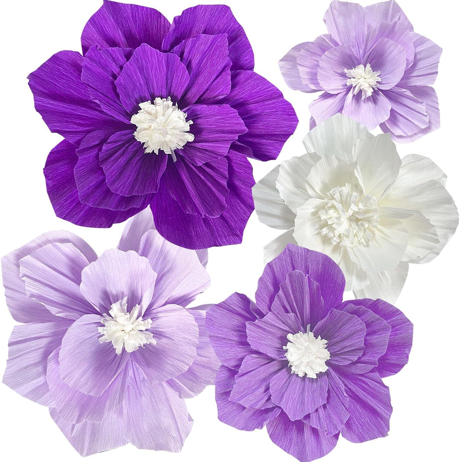 ANSOMO 3D Purple Paper Flowers: Surprising Versus Real Ones - No Maintenance, Color Variety, Party Versatility