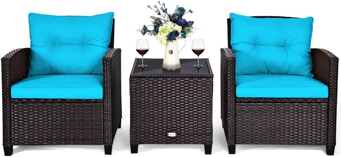 AUGESTER 3 PCS Patio Furniture Showdown: Tempered Glass, Washable Cushion, All-Weather - Surprising Poolside Insights