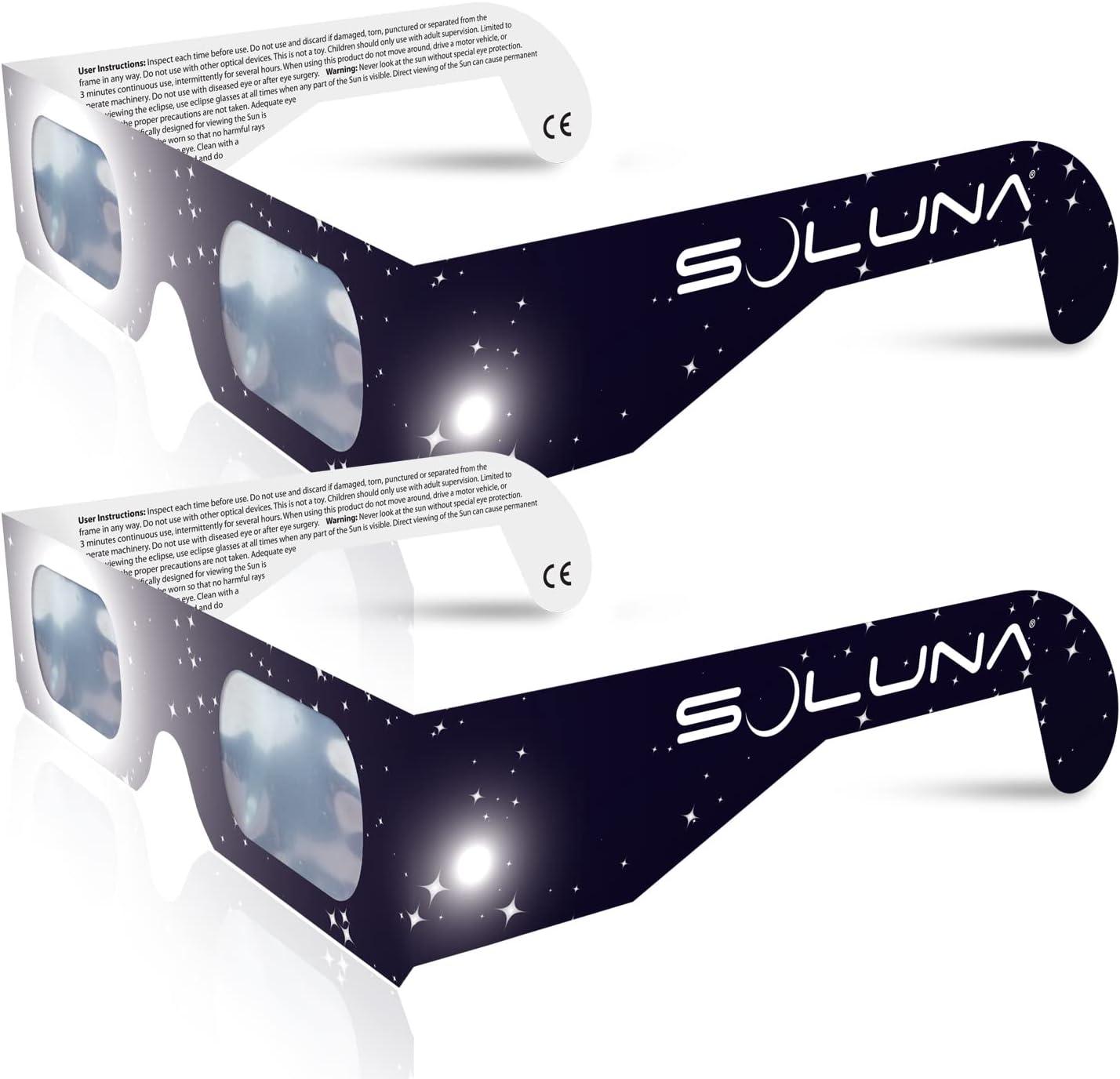Solar Eclipse Glasses: AAS 2024 & USA-Made Tested-CE ISO Certified Safe Shades (2 Pack)