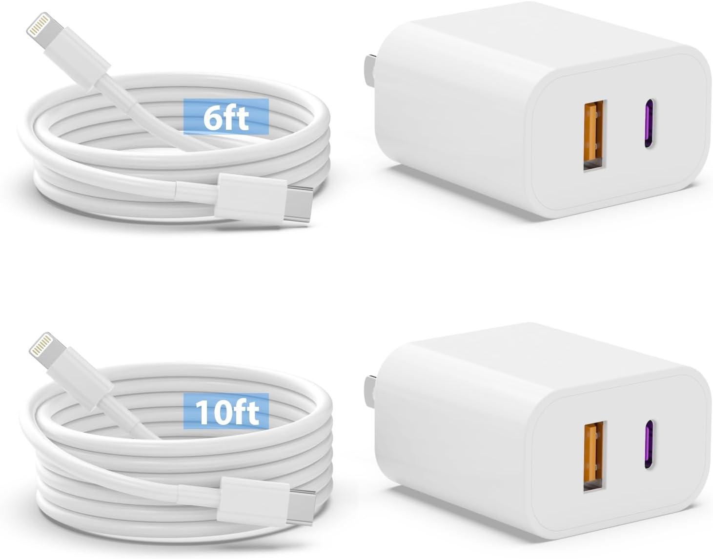 IPhone 20W Dual Port Fast Charger Showdown: 2-Pack & 6FT/10FT Cables Tested for Multi-Device Use