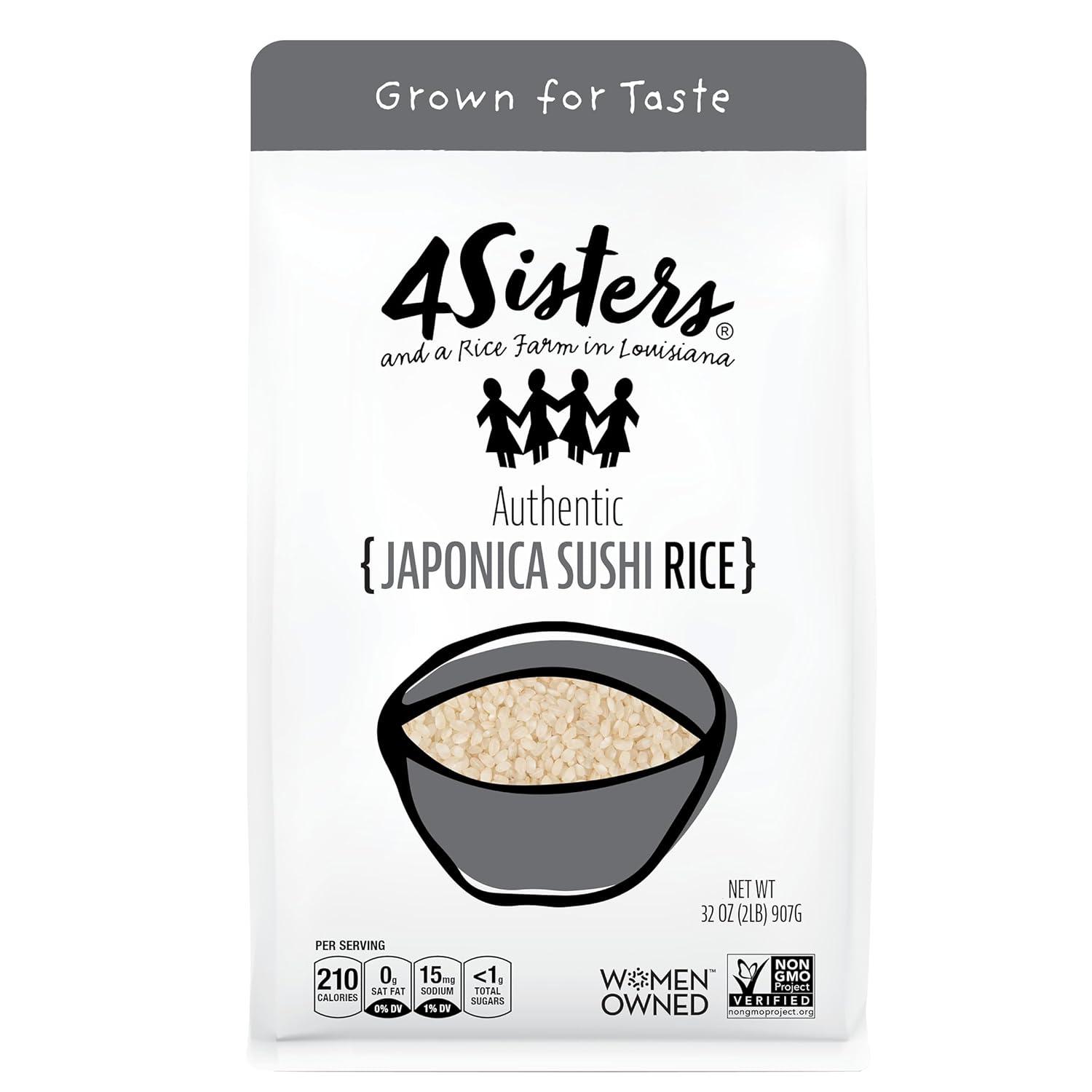 4Sisters Sushi Rice: Tested Blend of Authentic, Sustainably Grown, Women-Owned, & Farm-to-Table, 2lb
