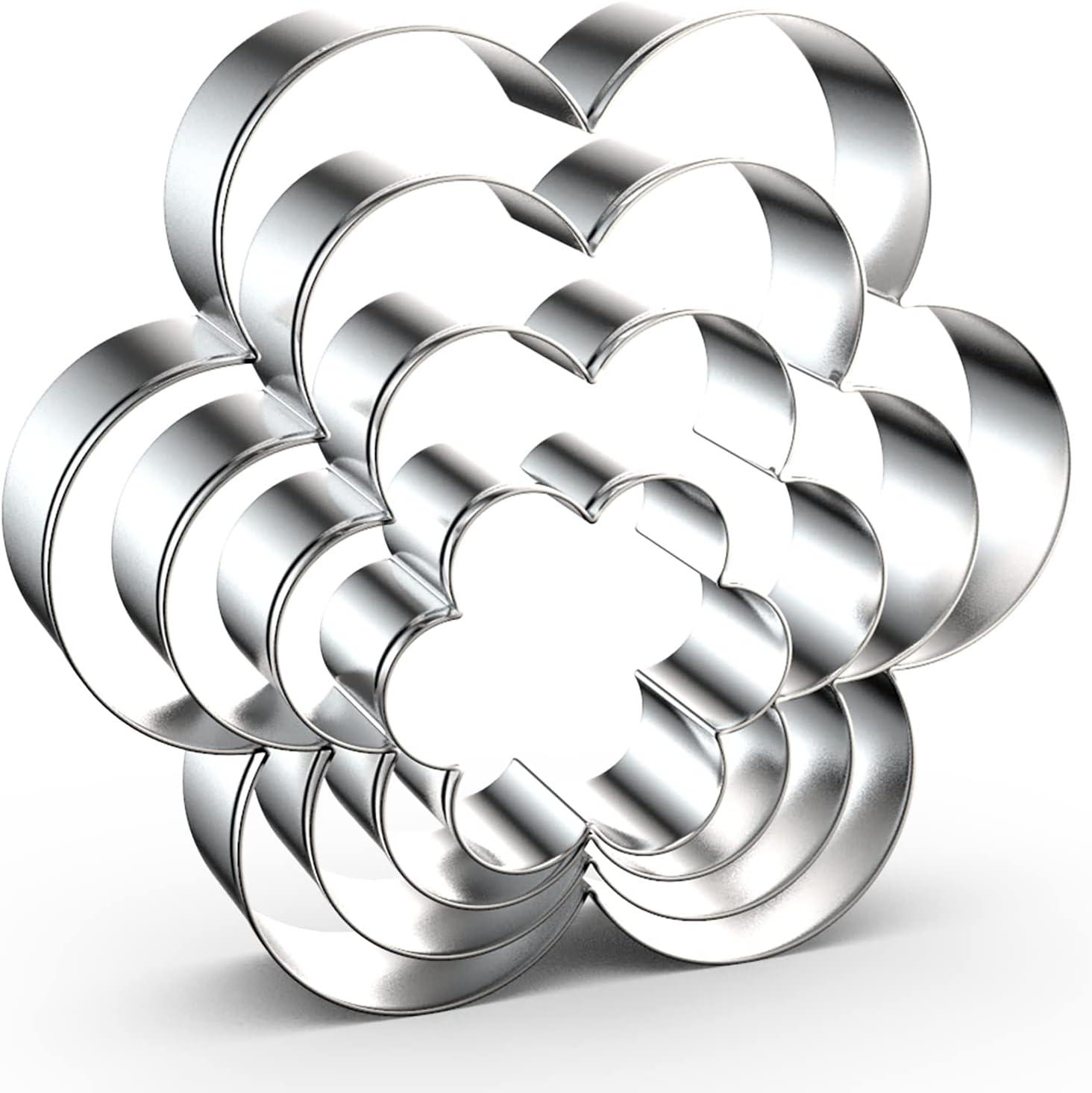 Compared: Scallop Flower Cookie Cutters 5, 4, 3, 2 Inch - Stainless Steel, Six Petals, Scalloped Edge, & Seasonal Baking