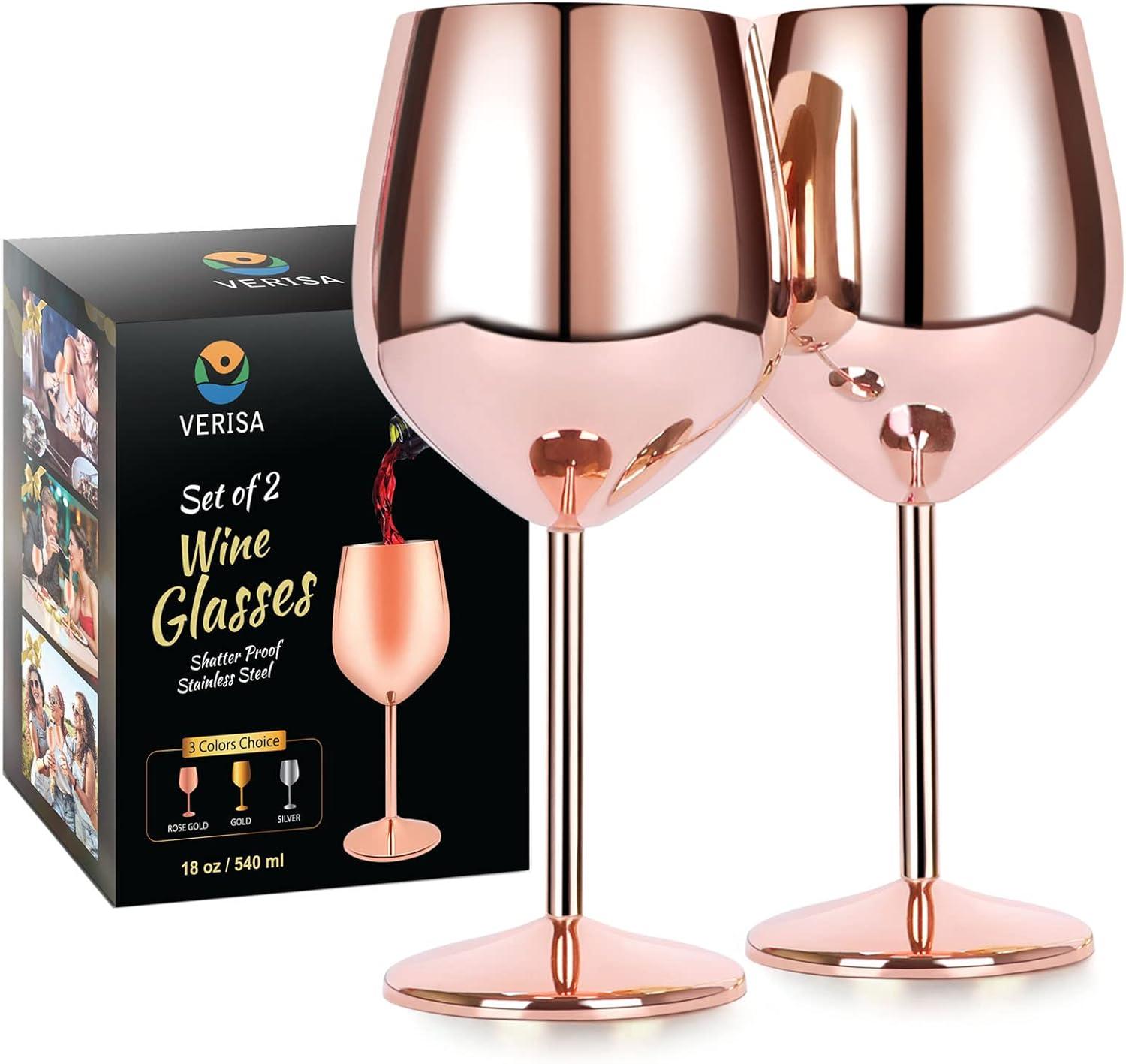 Wine Glasses Showdown: VERISA Rose Gold vs Unbreakable Steel-Surprising Durability For Outdoor Use