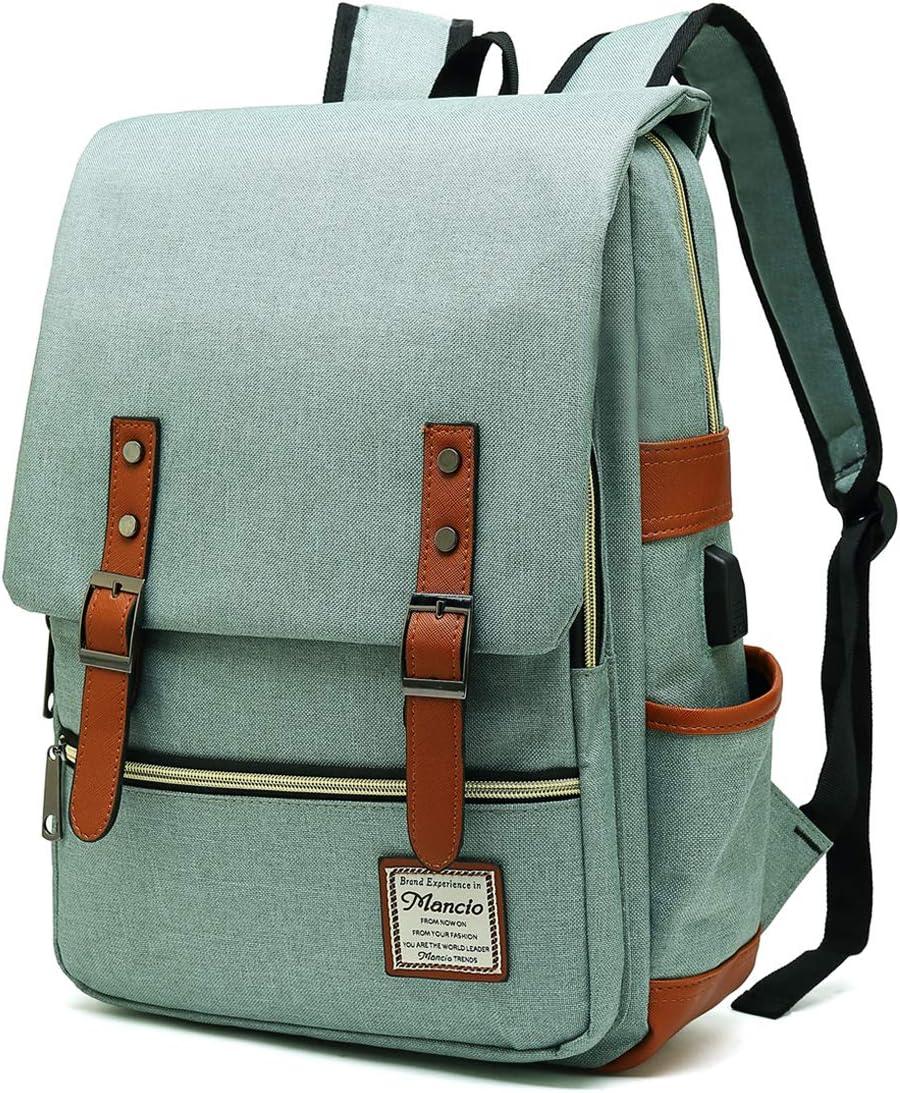 Surprising: Mancio Vintage Laptop Backpack (USB, 15.6-Inch Fit, Tear-Resistant, Green) vs Business Backpack?