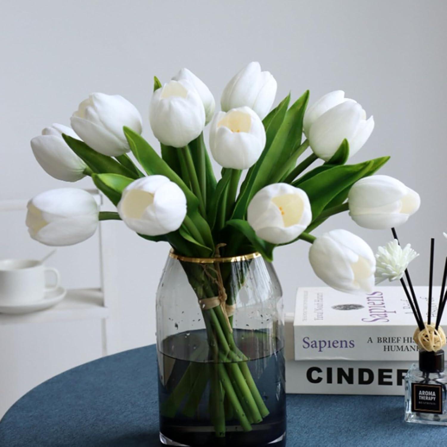 Surprising: 11pcs Lux Artificial White Tulips for Seasonal Home & Kitchen (Tested)