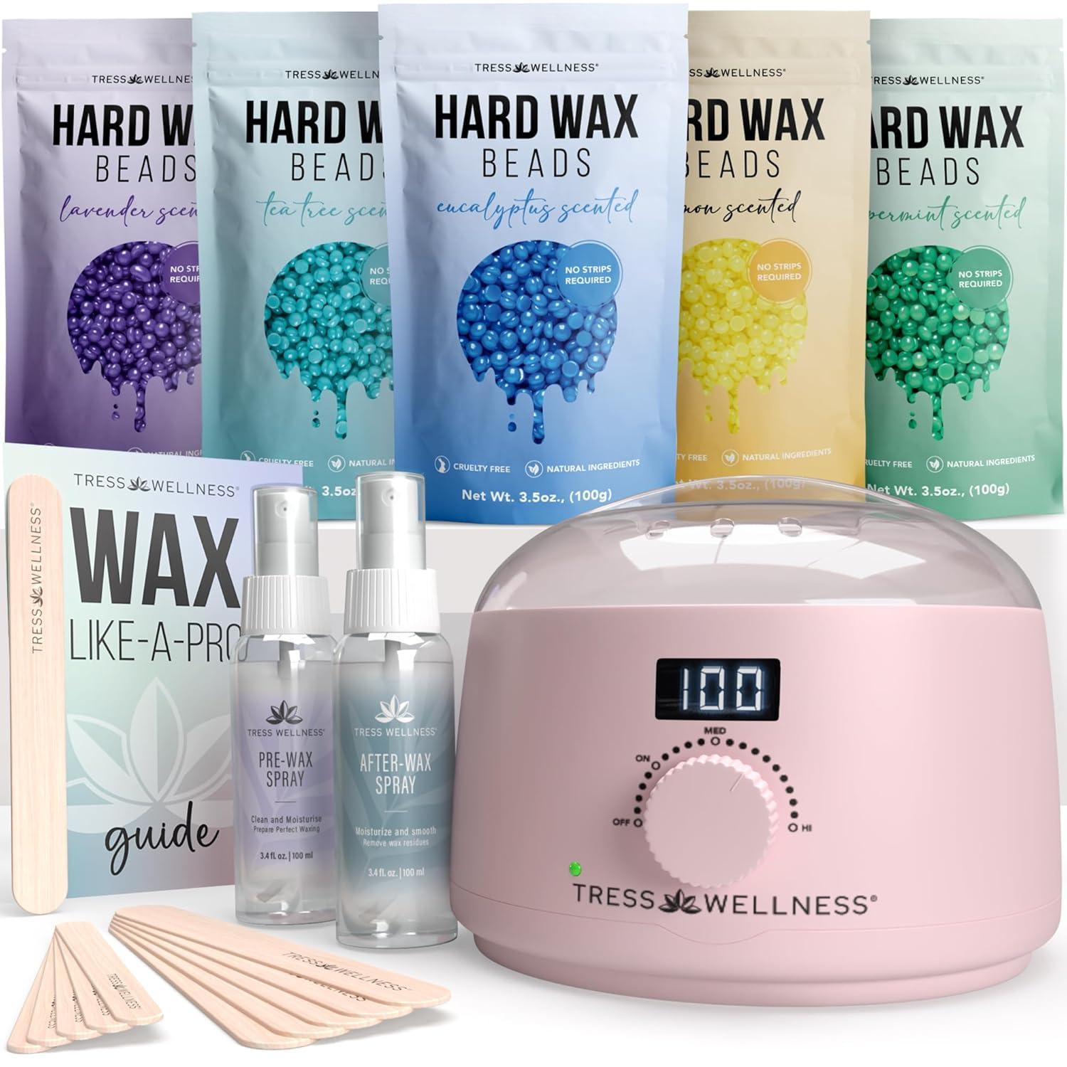 Tress Wellness Waxing Kit: Digital Display, Pink - Versus Standard Routine (Sensitive Skin)
