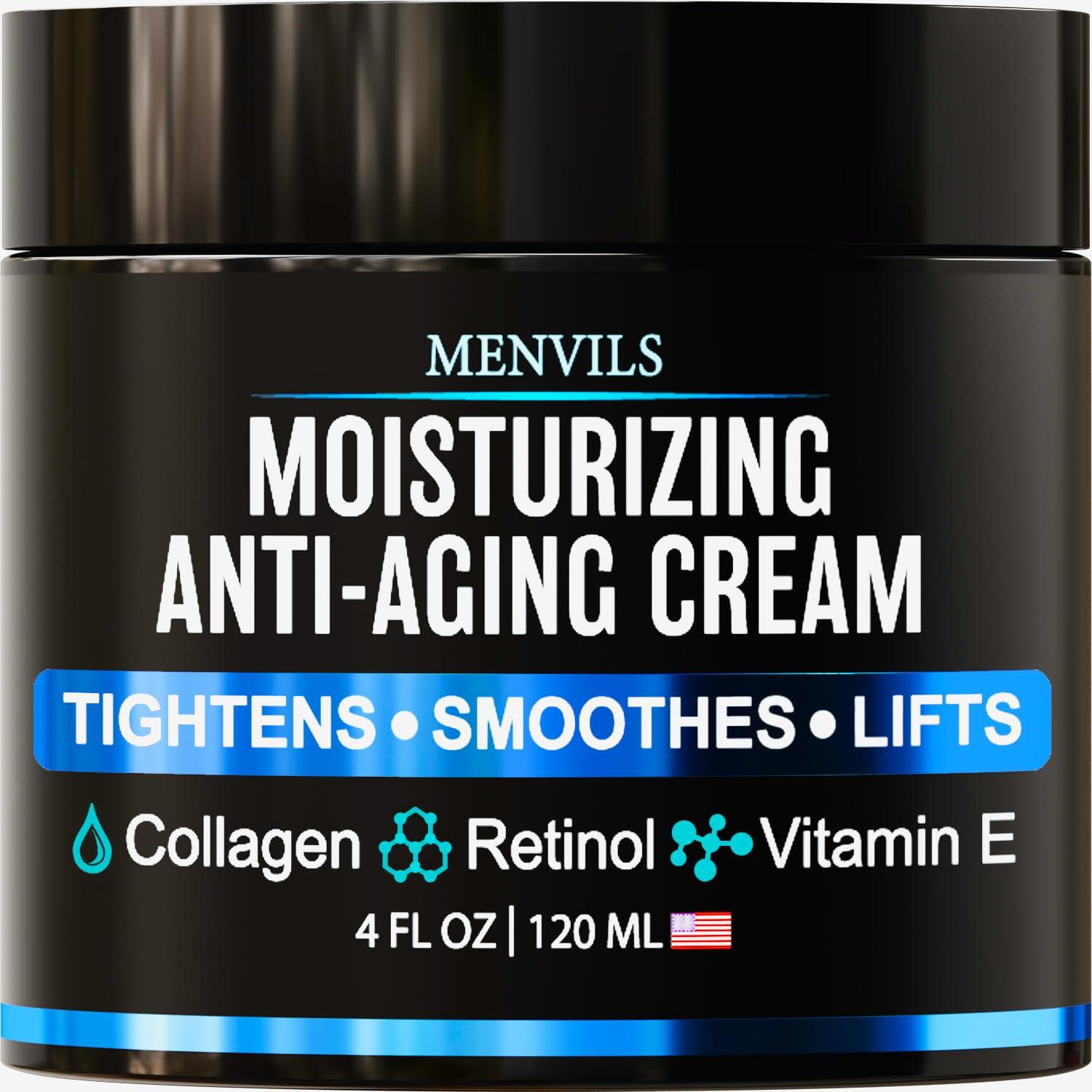 Men's Face Moisturizer: Collagen & Retinol for Anti-Aging...VS. Vitamins E & Jojoba Oil, Tested in 4 oz Daily Use!