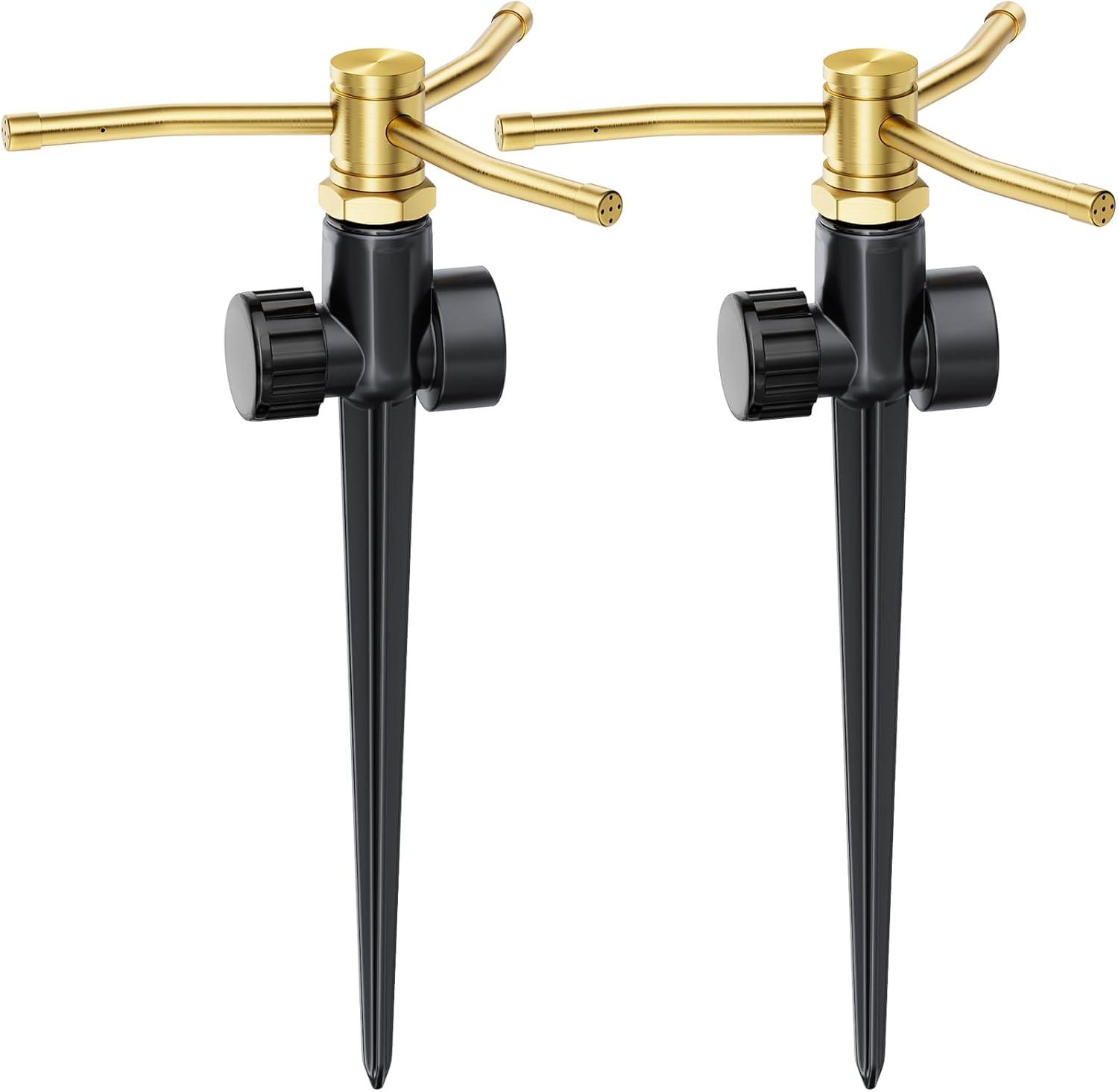 FANHAO 2-Pack Metal Lawn Sprinklers: Spike Base vs. 3-Arm Rotation-Surprising Durability Insight for Large Yard Testing?
