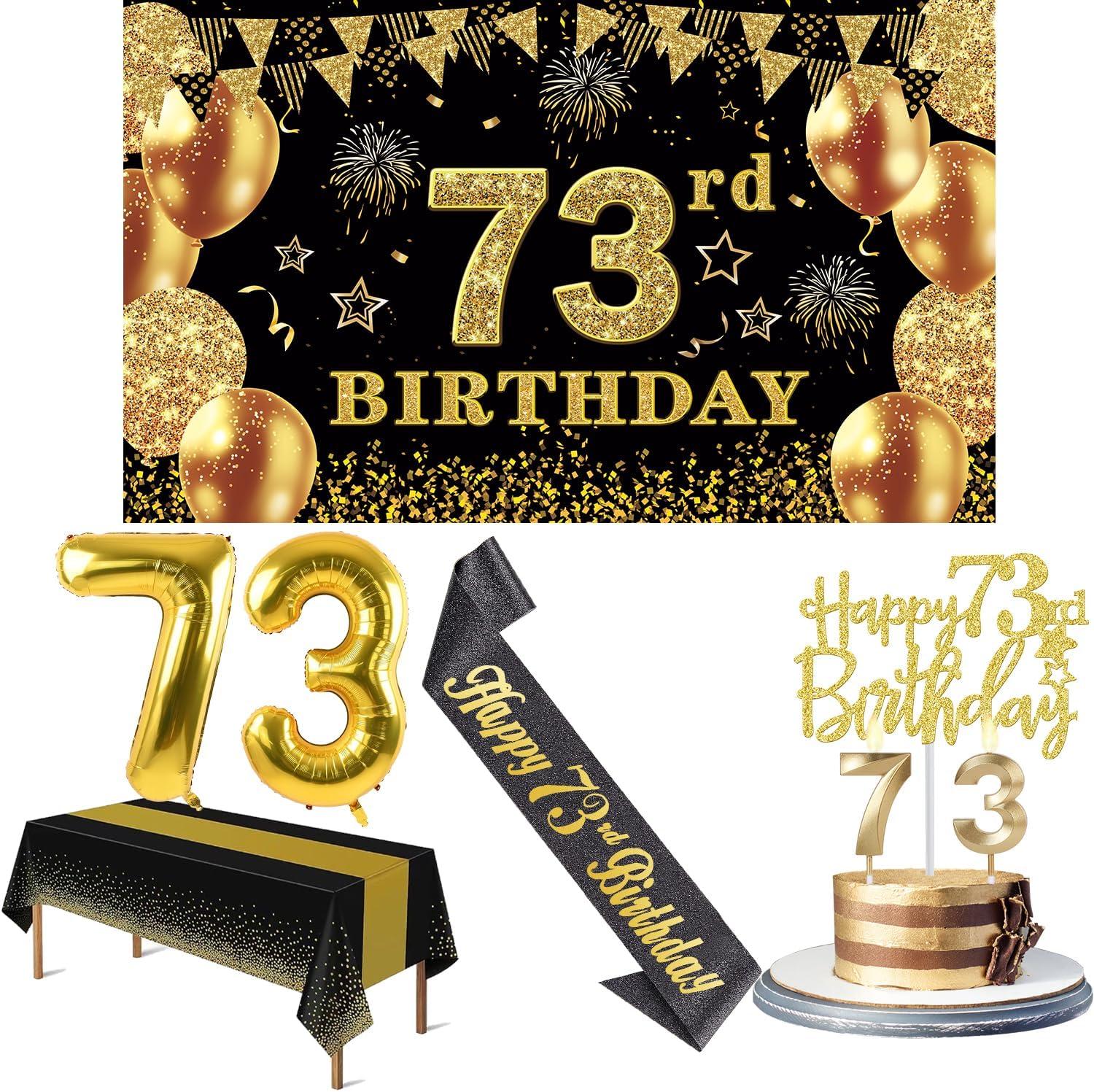 73rd Birthday Decor Showdown: Surprising Gender Insights on Black-Gold Elegance, Balloon Themes, Sash Comfort, Cake Topper Personalization, Tested Candles
