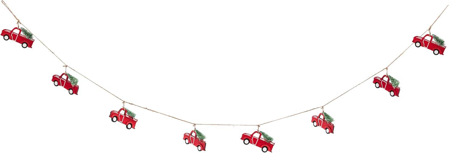 Showdown: 72-Inch Christmas Garland vs Vintage Red Truck Hauling... (Handmade?) Green