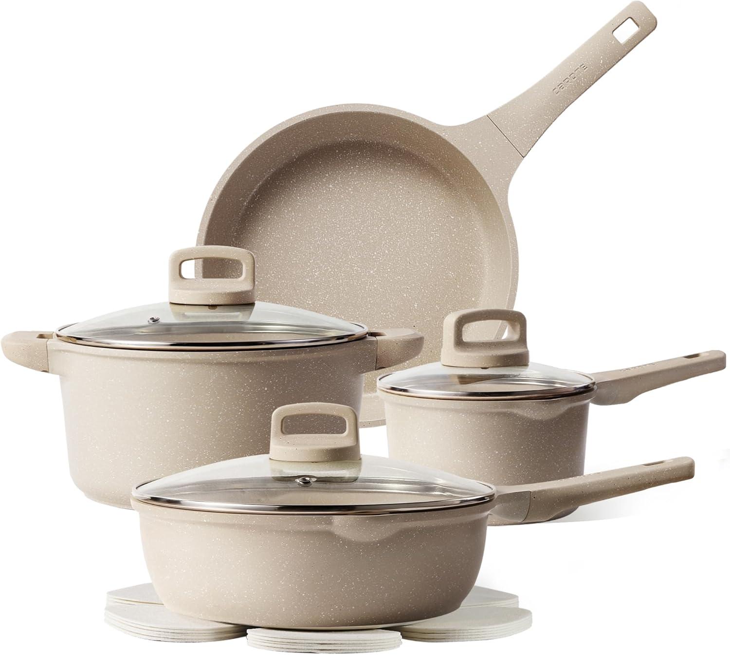 Taupe Nonstick Versus Induction Cookware Set: 10 Pcs Nonstick Compared... You'll Be Surprised!