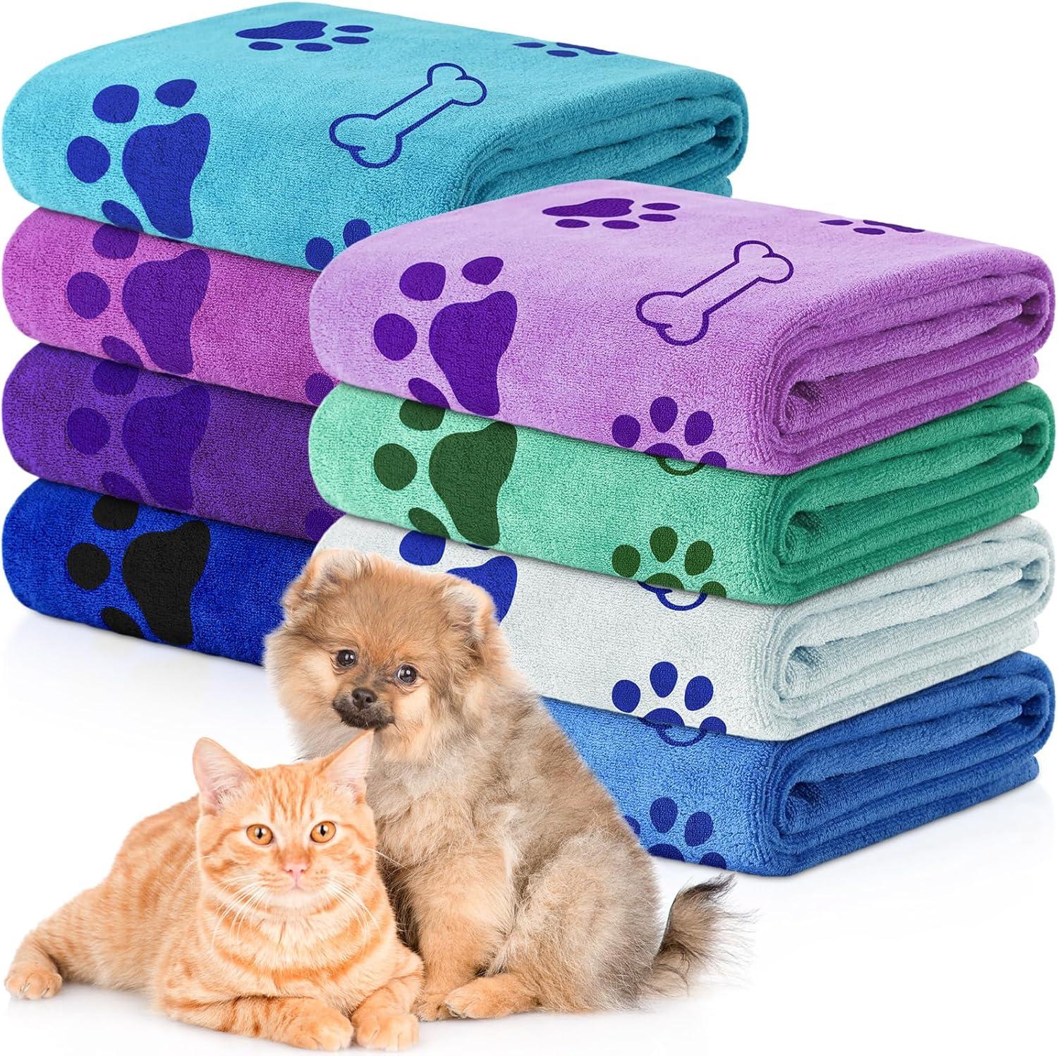 Chumia 8-Pc Bulk Towels: Surprising Absorbency, 55x28 Size for Medium Pets (Classic)