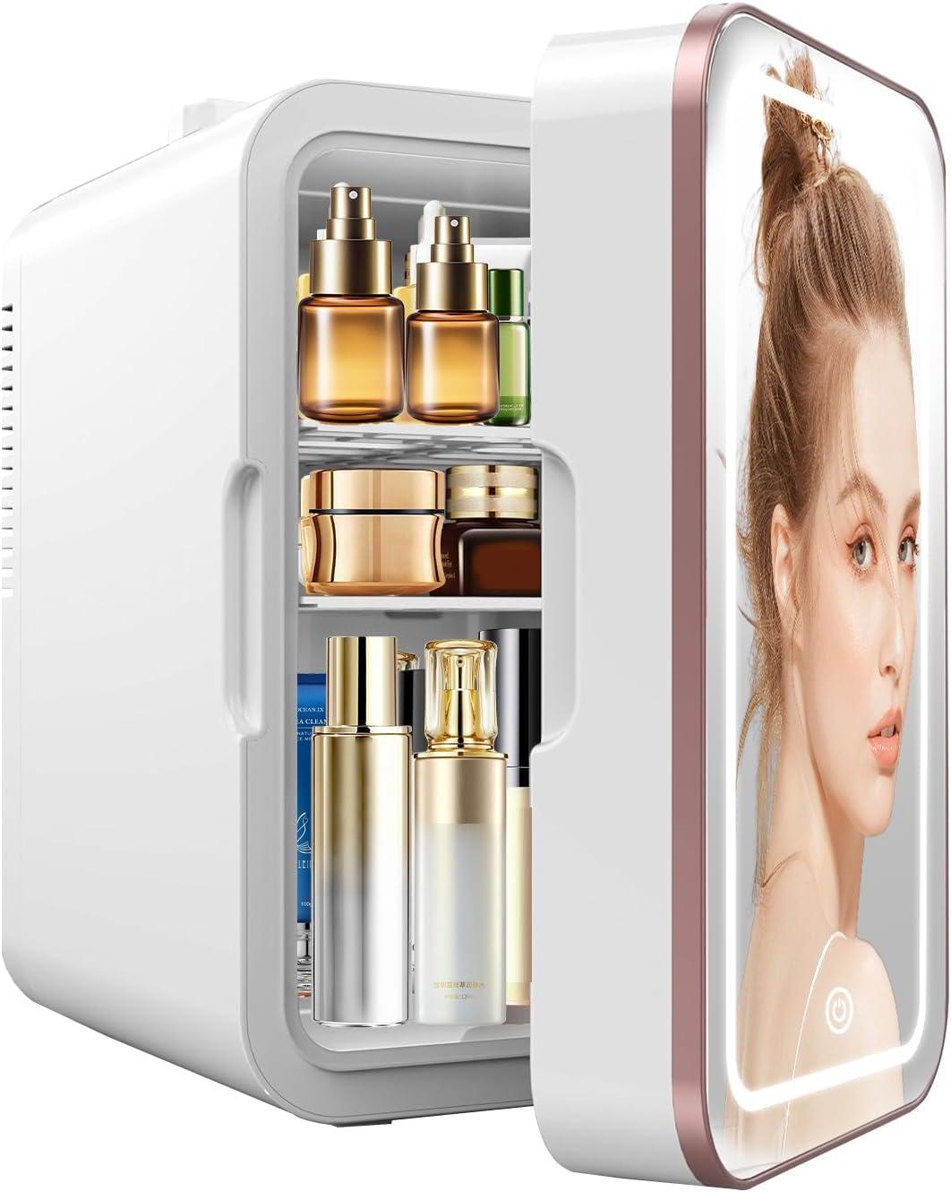 Skincare Fridge Showdown: Cooler-Warmer, Dimmable LED, & 6L White for Bedroom Use
