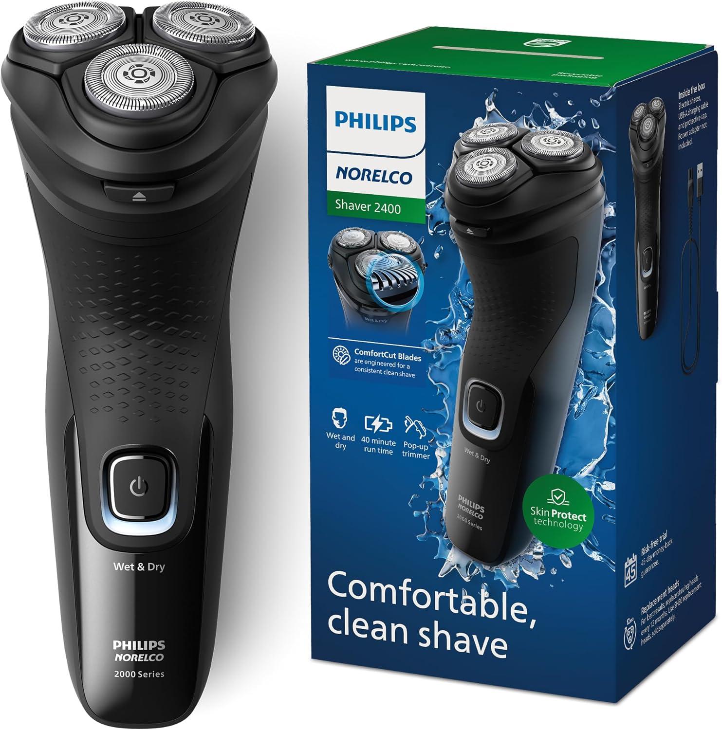 Philips Norelco 2400 Series: Wet/Dry Versus Cut Blade, Pop-Up Trimmer's Surprising Edge, P-Cap, Deep Black Flair