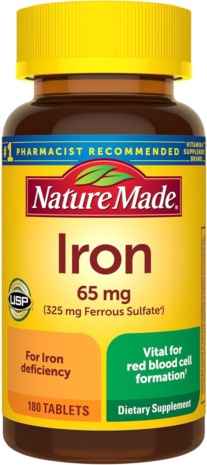 Nature Made Iron 65mg (325mg Ferrous Sulfate) vs. Generic: 180-Day Supply Tested