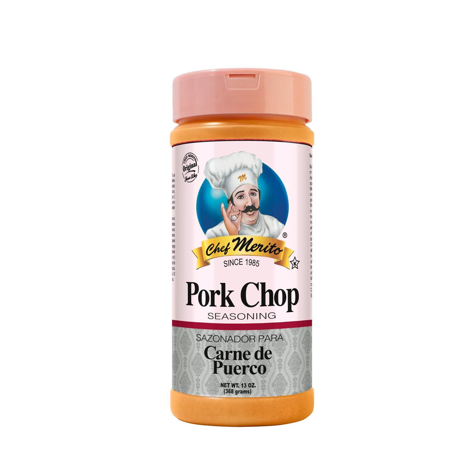 Chef Merito® Pork Chop Seasoning: 14 Oz Large Bottle Tested for Grilling & Baking